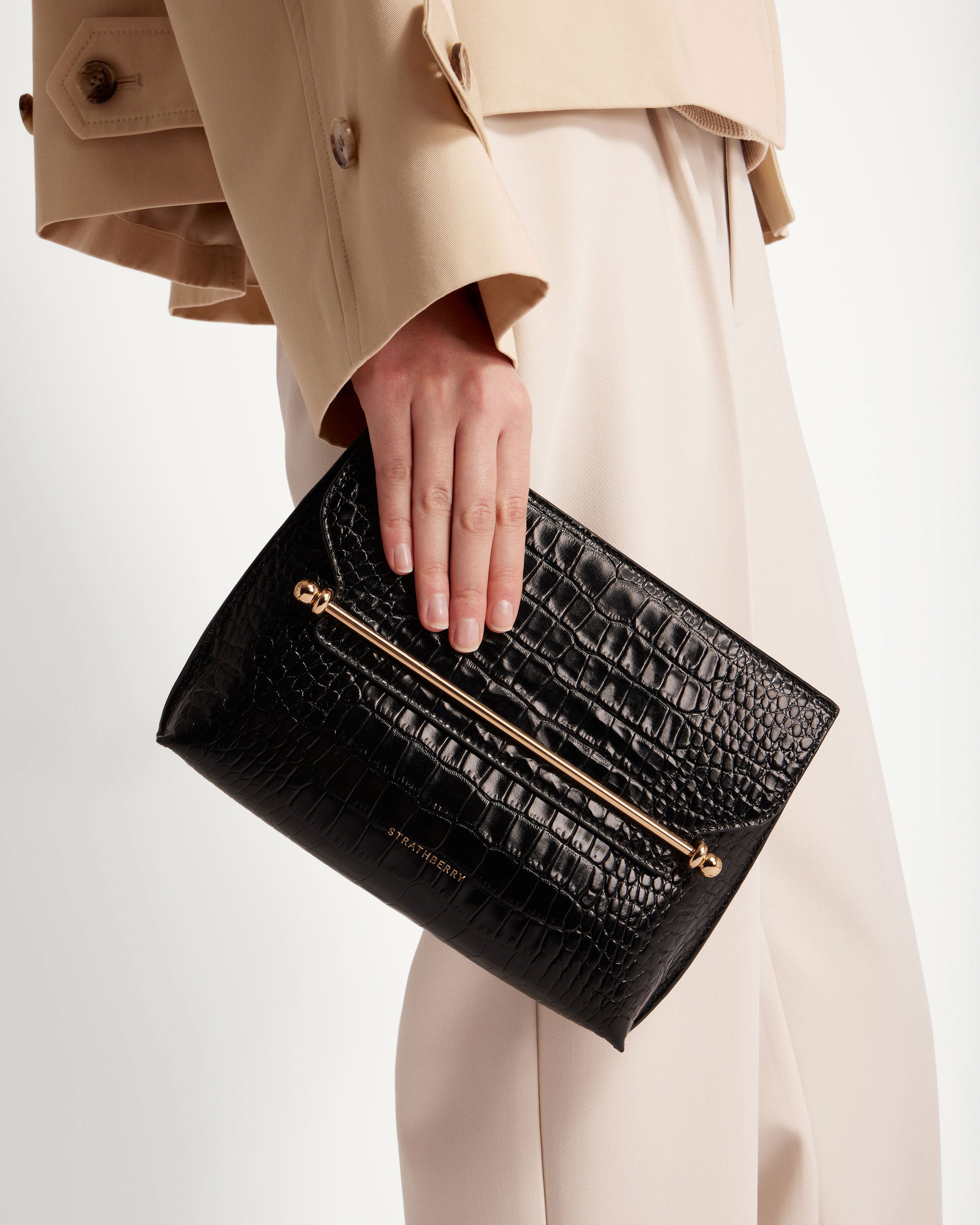 Stylist - Croc-Embossed Leather Black