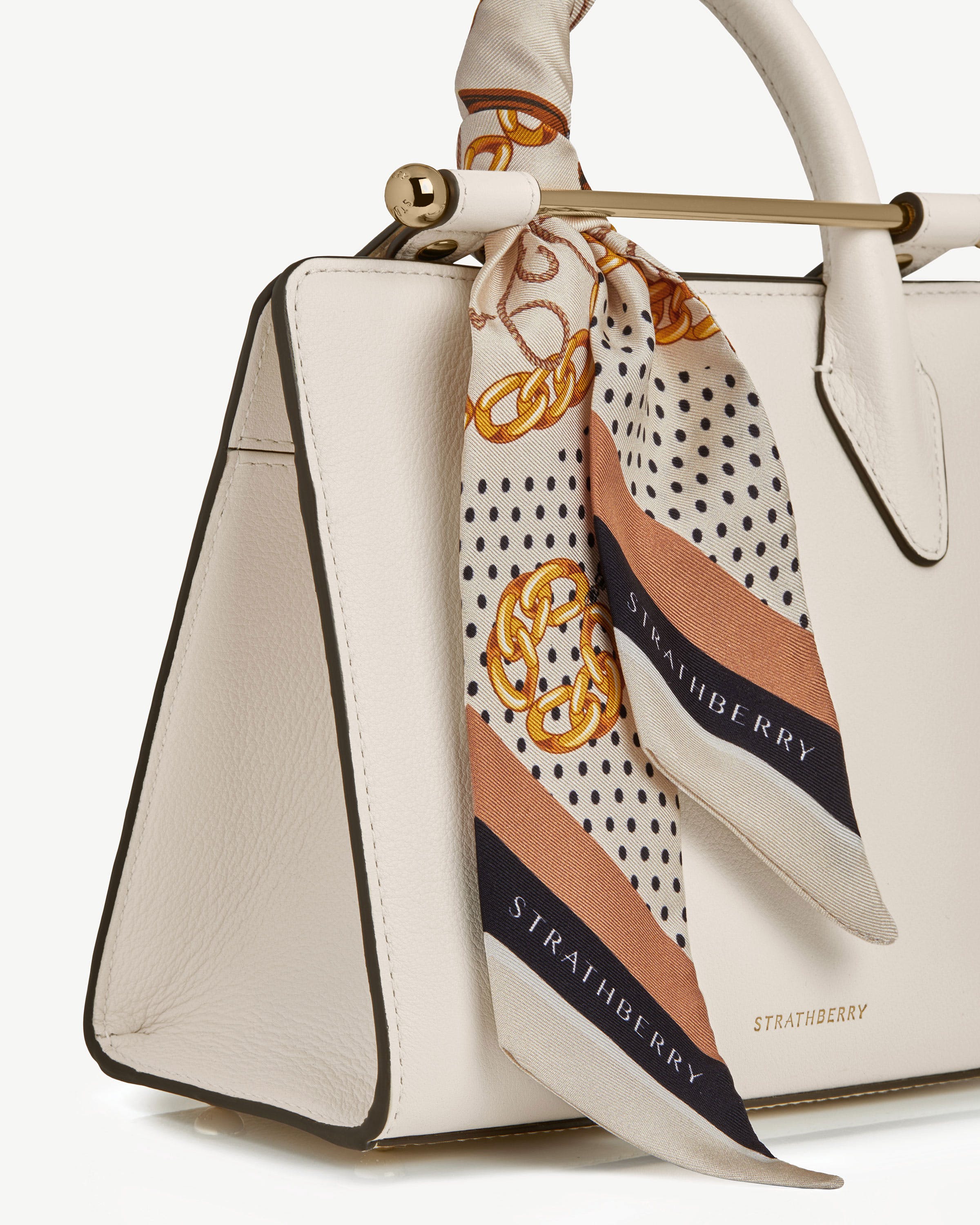 Silk Skinny Scarf - Black/Tan Chain Print