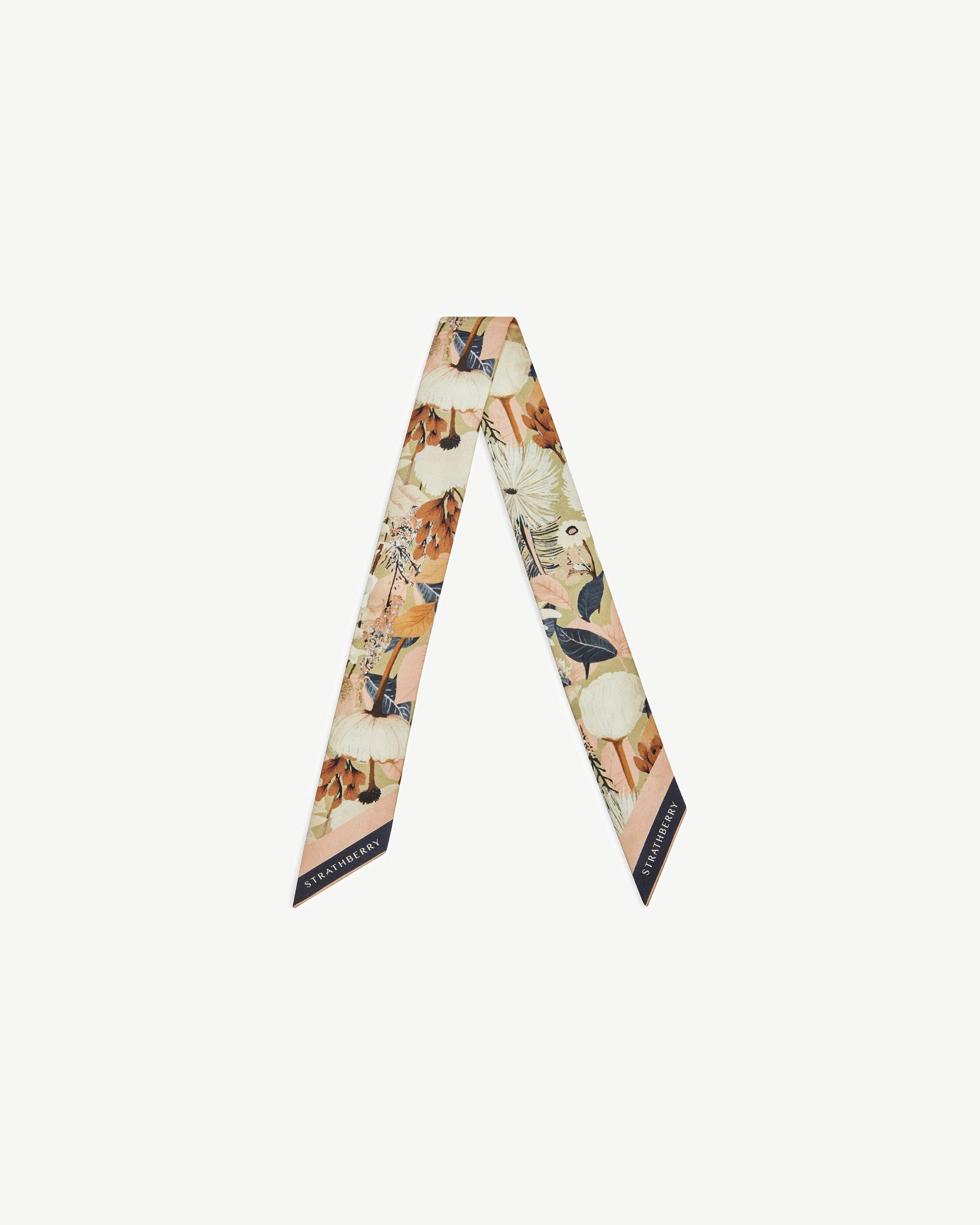 Silk Skinny Scarf - Autumn Floral Print