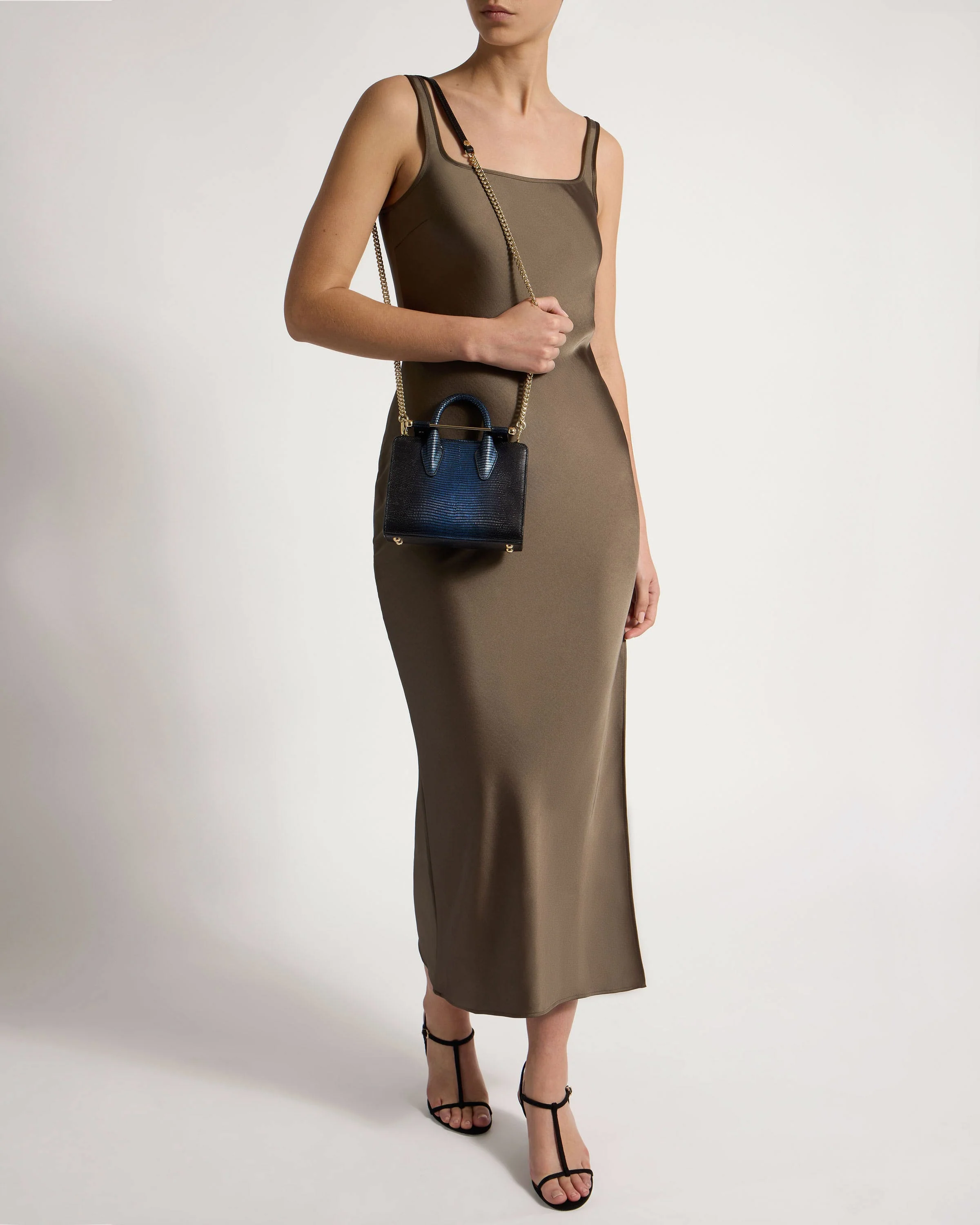 Nano Tote - Lizard-Embossed Leather Blue Ombré