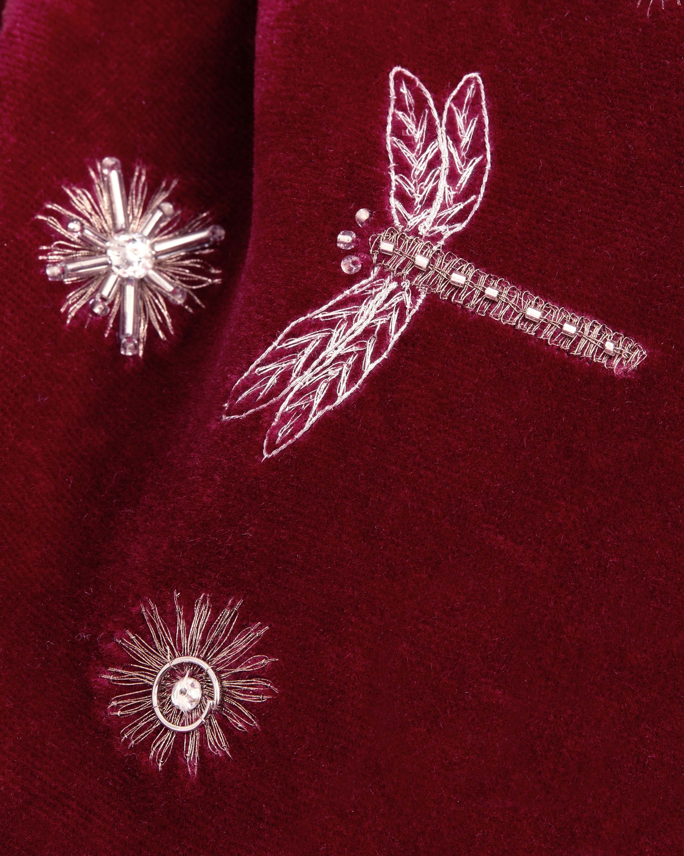 Frame Clutch - Cinq a Sept Bordeaux Embroidered Velvet