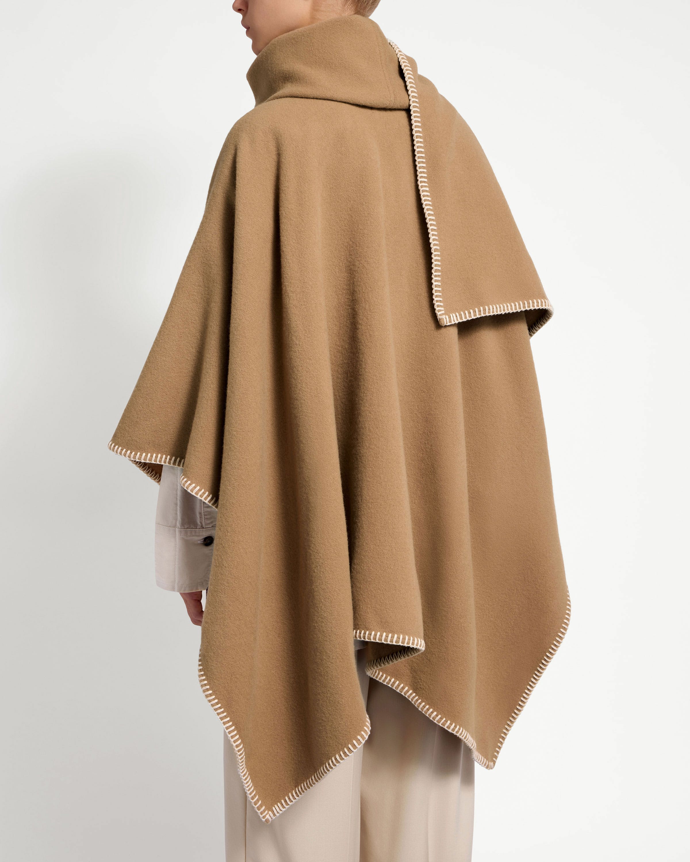 Iona Woven Pure Wool Cape - Camel