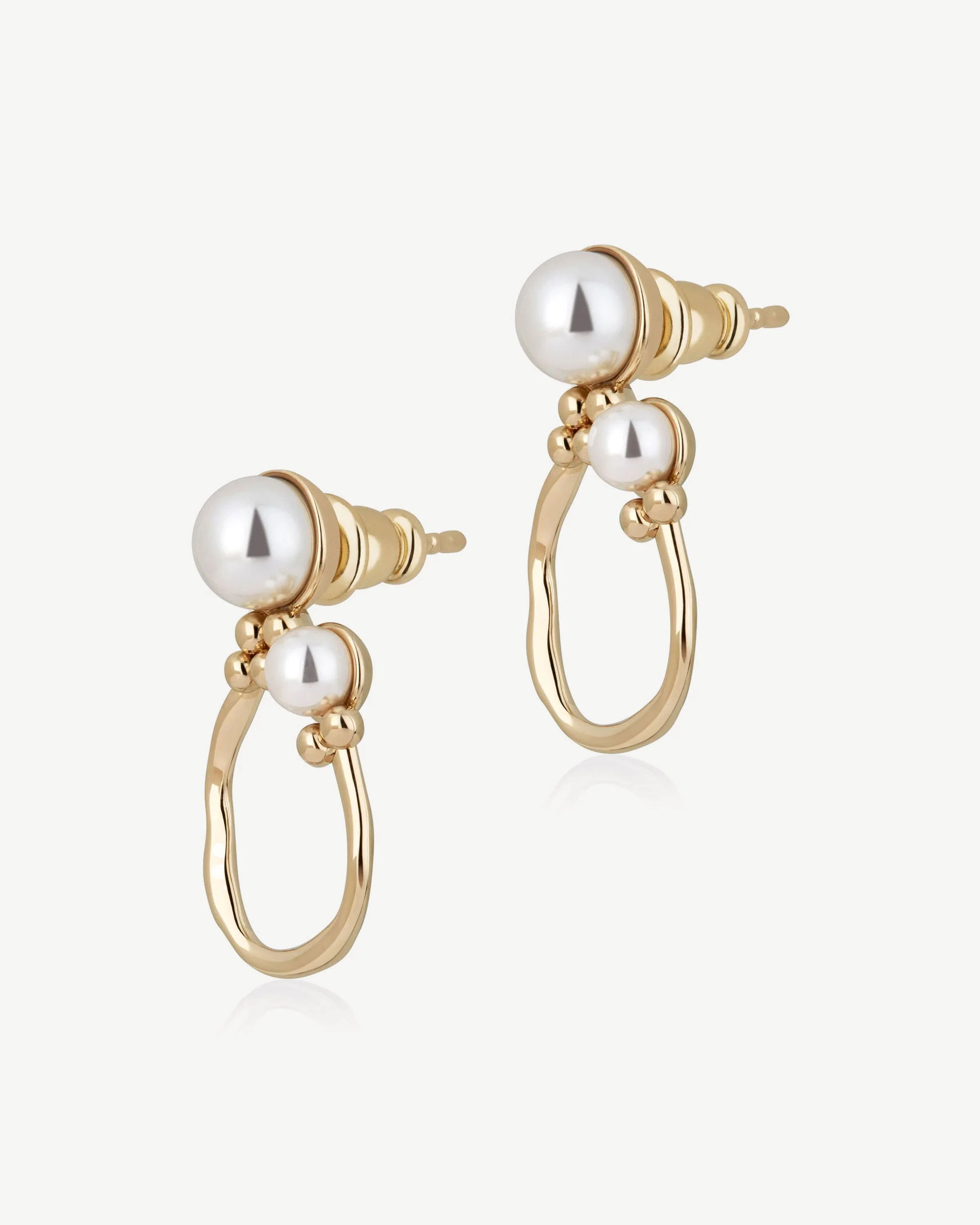Pearl Cluster Earrings - 22 Carat Gold Gilded