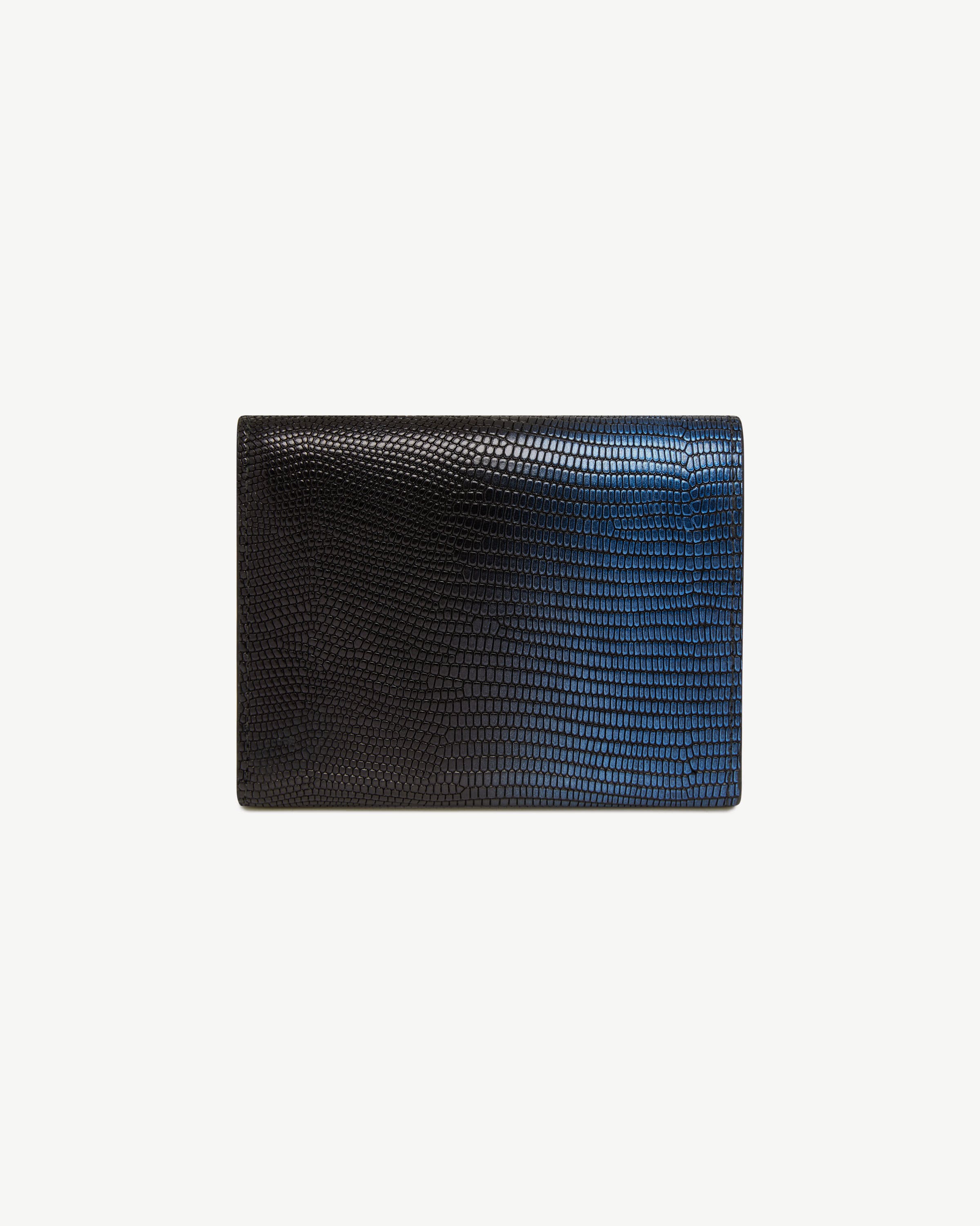 Mosaic Trifold Wallet - Lizard-Embossed Leather Blue Ombré