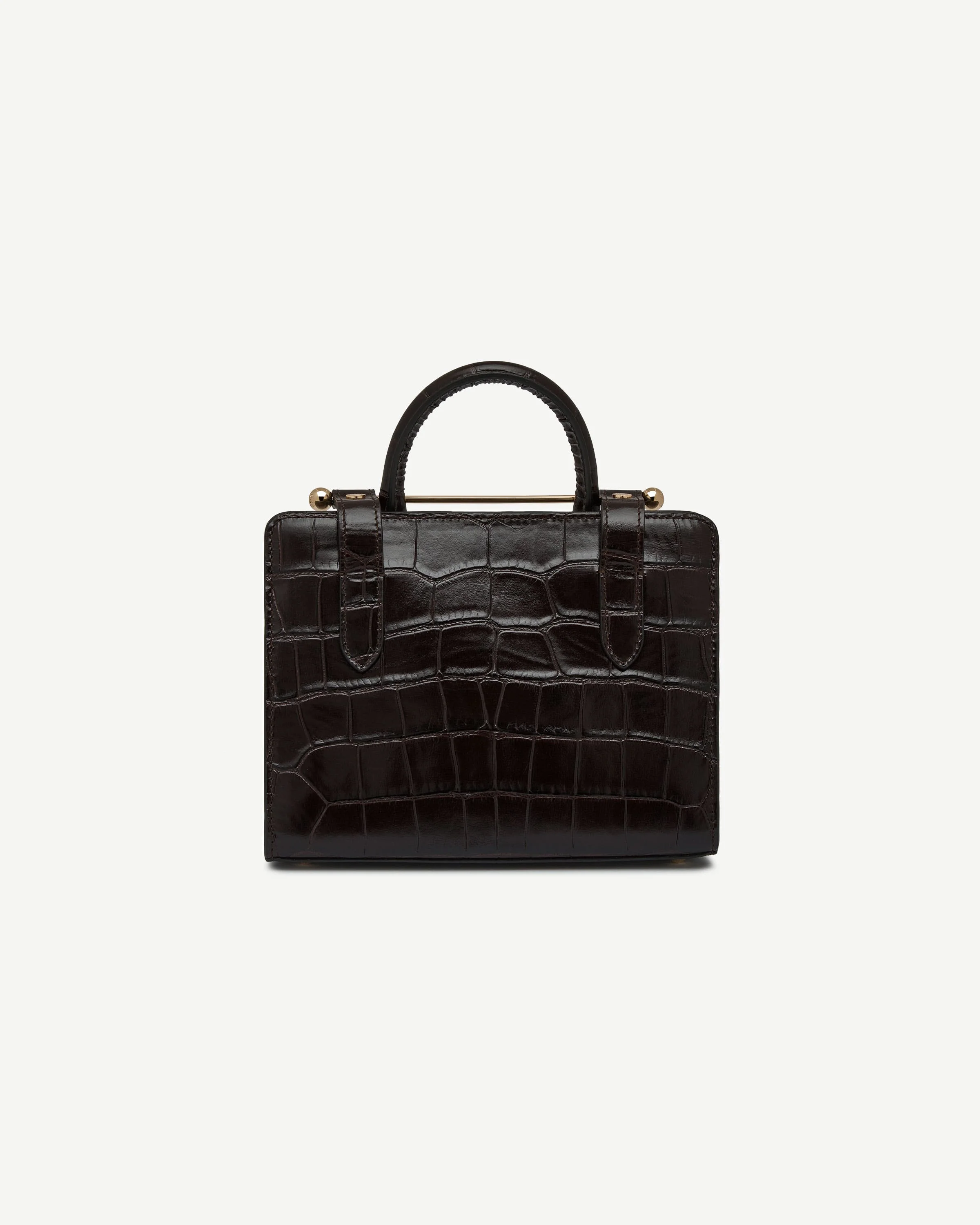 Mini Tote - Croc-Embossed Leather Mahogany