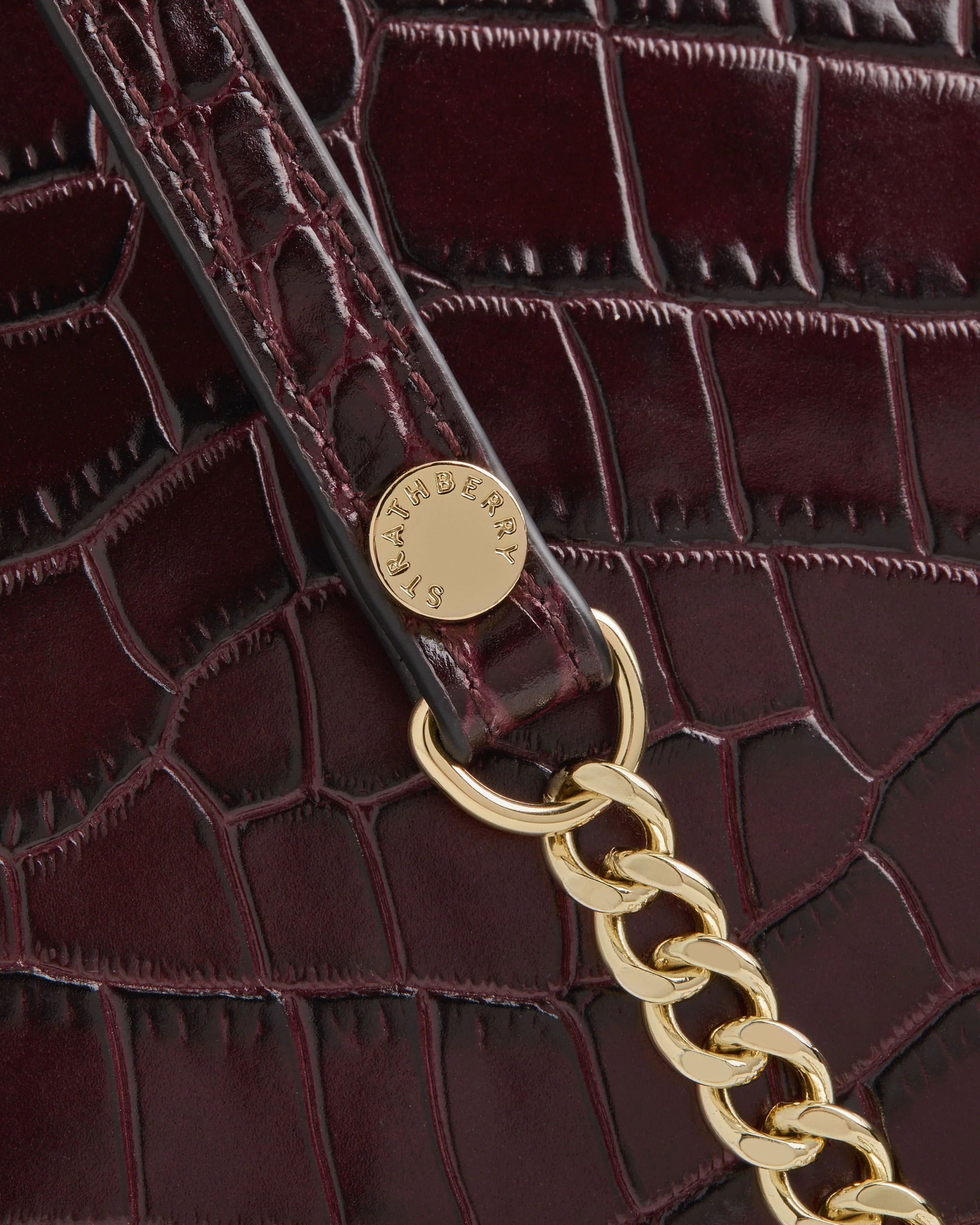 Stylist - Croc-Embossed Leather Burgundy