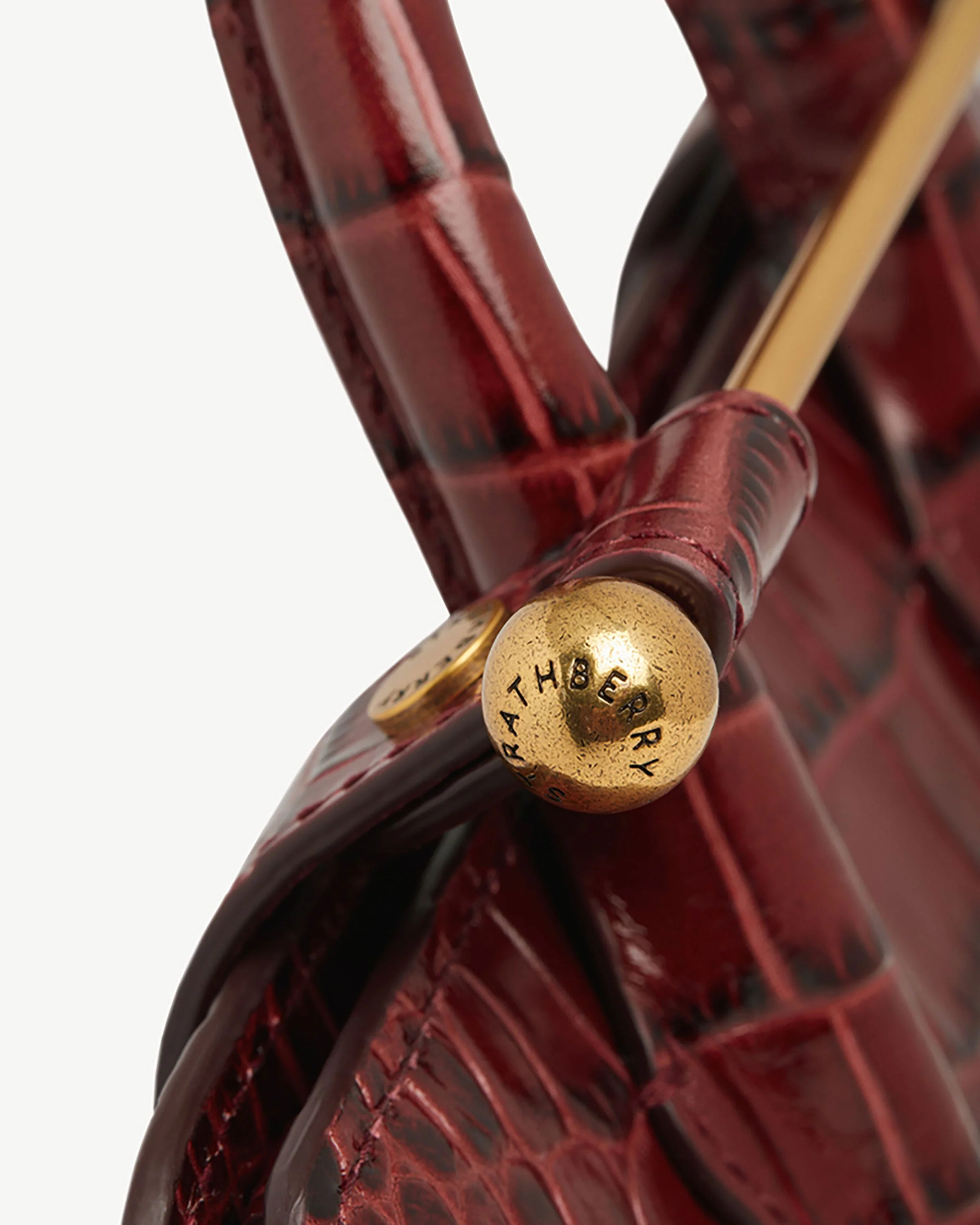 Nano Tote - Croc-Embossed Leather Oxblood