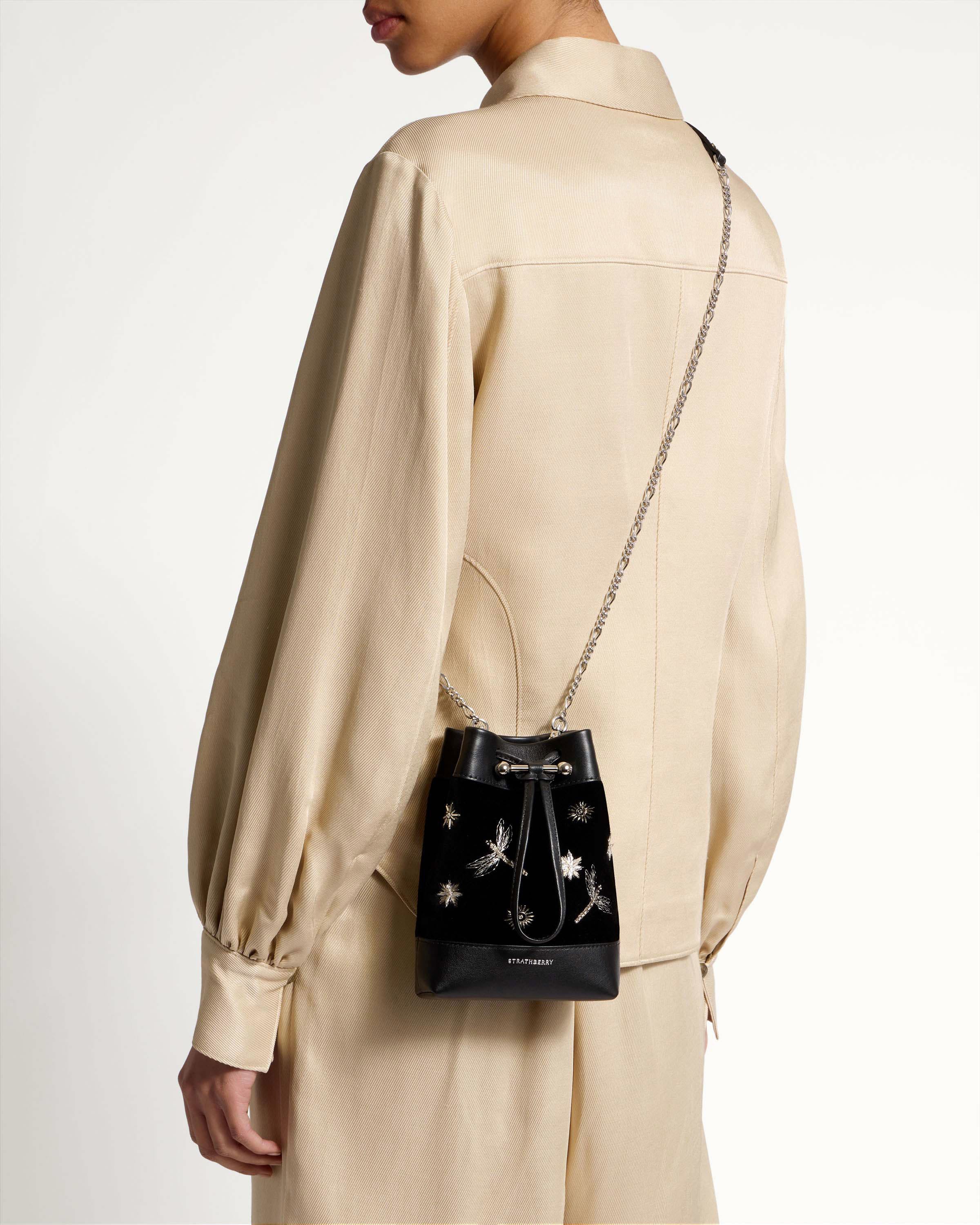 Osette Midi Pouch - Cinq a Sept Black Embroidered Velvet