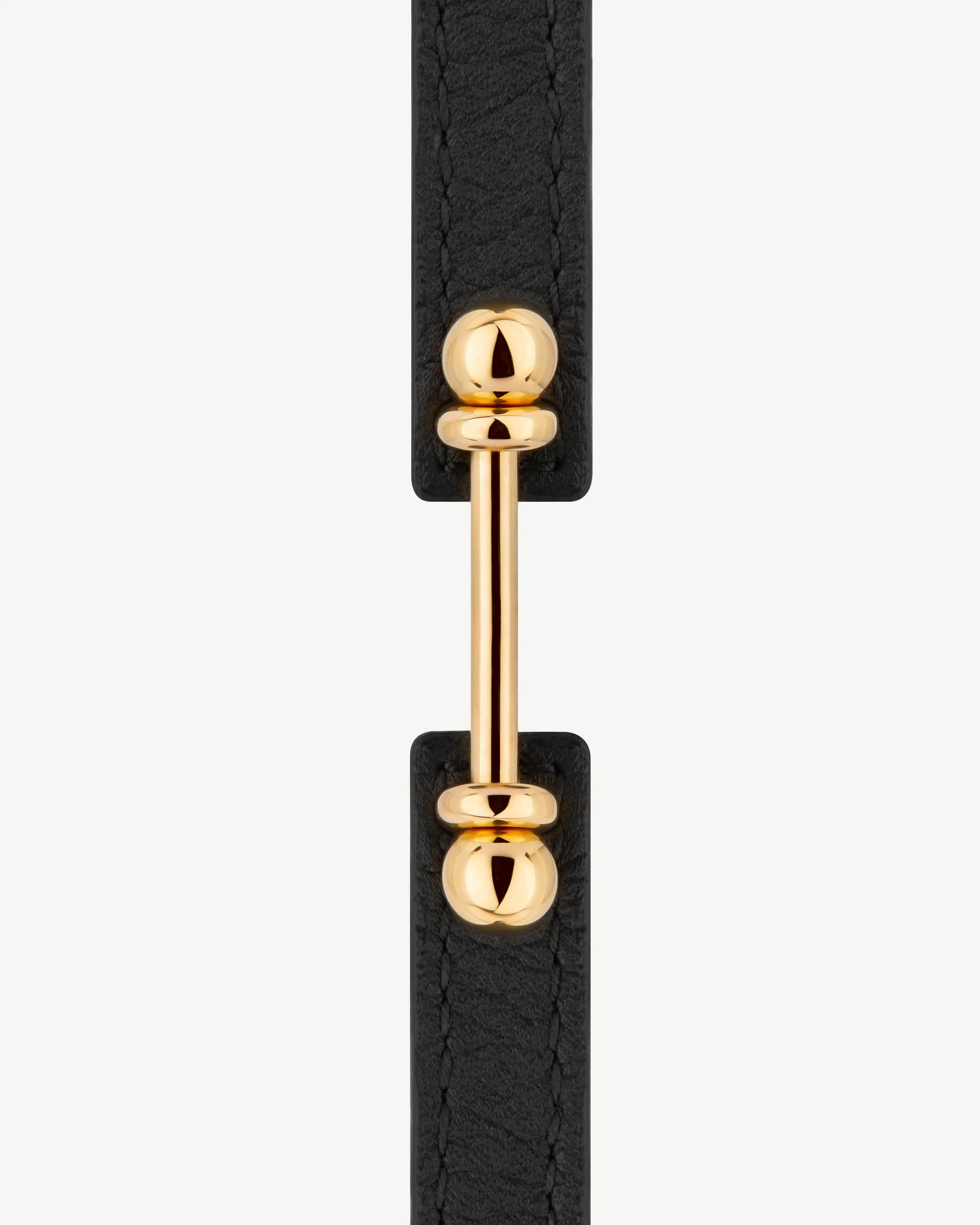 Music Bar Bracelet - Black Leather / 22 Carat Gold Gilded