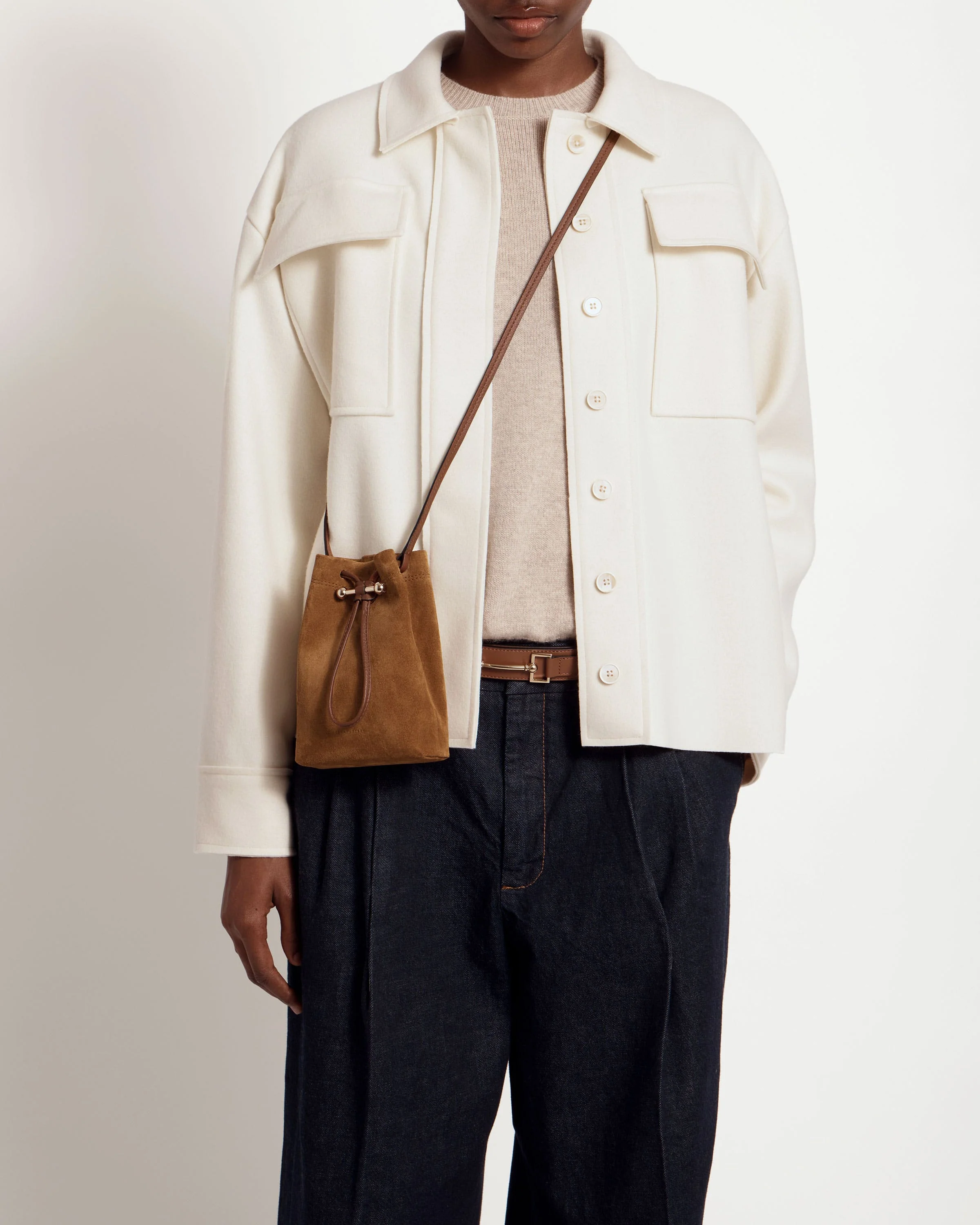 Osette Midi Pouch - Tan Suede