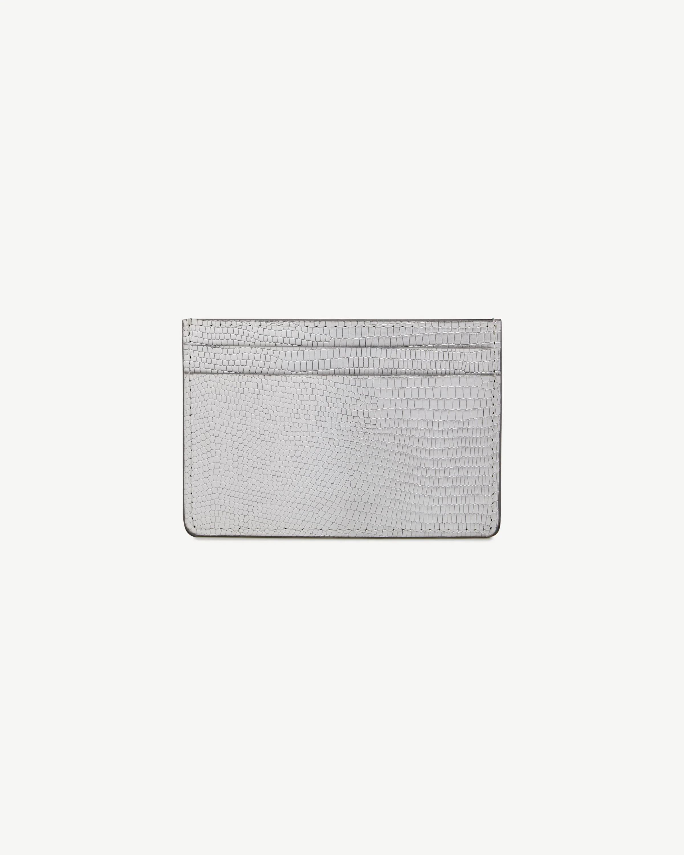 Cardholder - Lizard-Embossed Leather Silver Ombré
