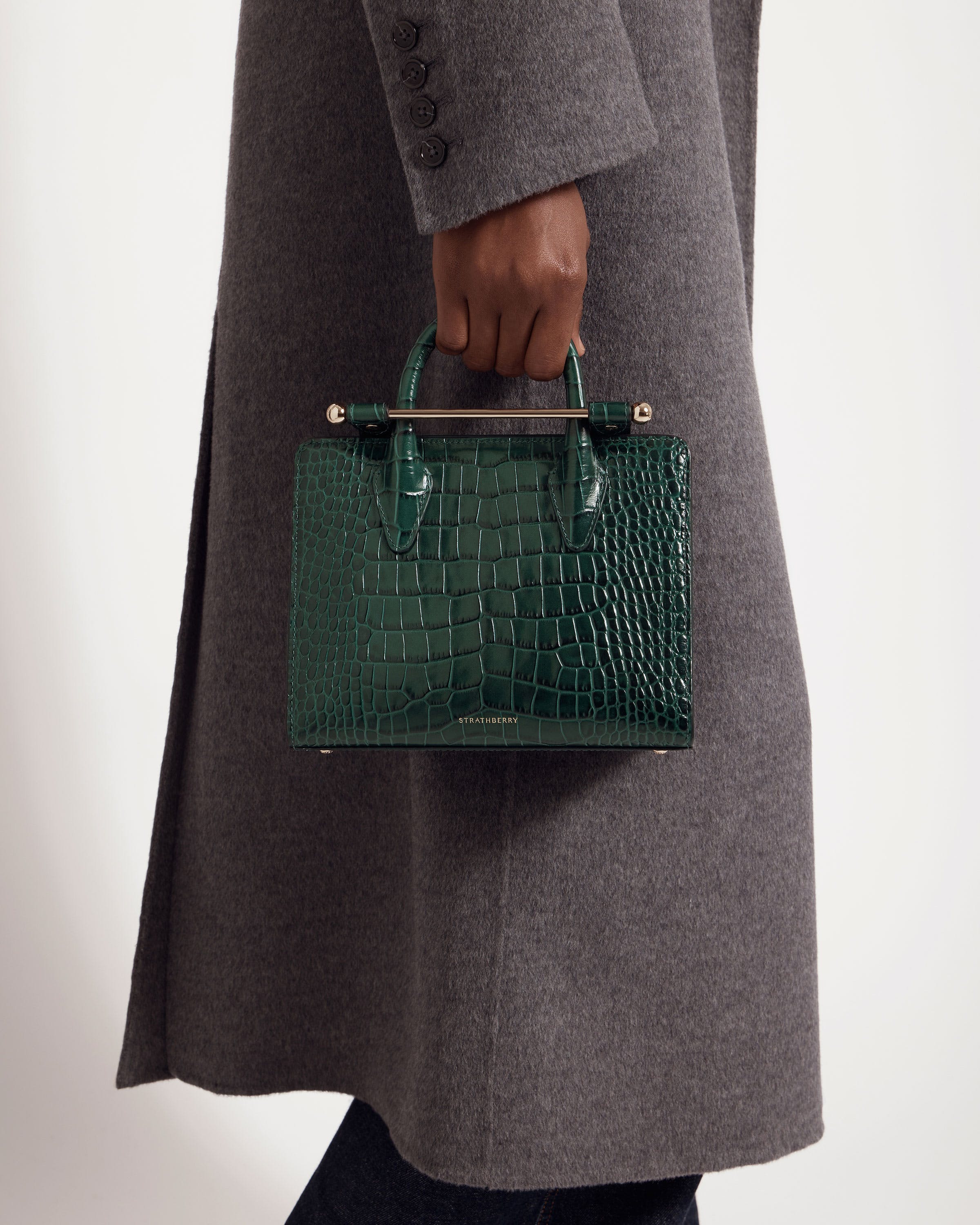 Mini Tote - Croc-Embossed Bottle Green