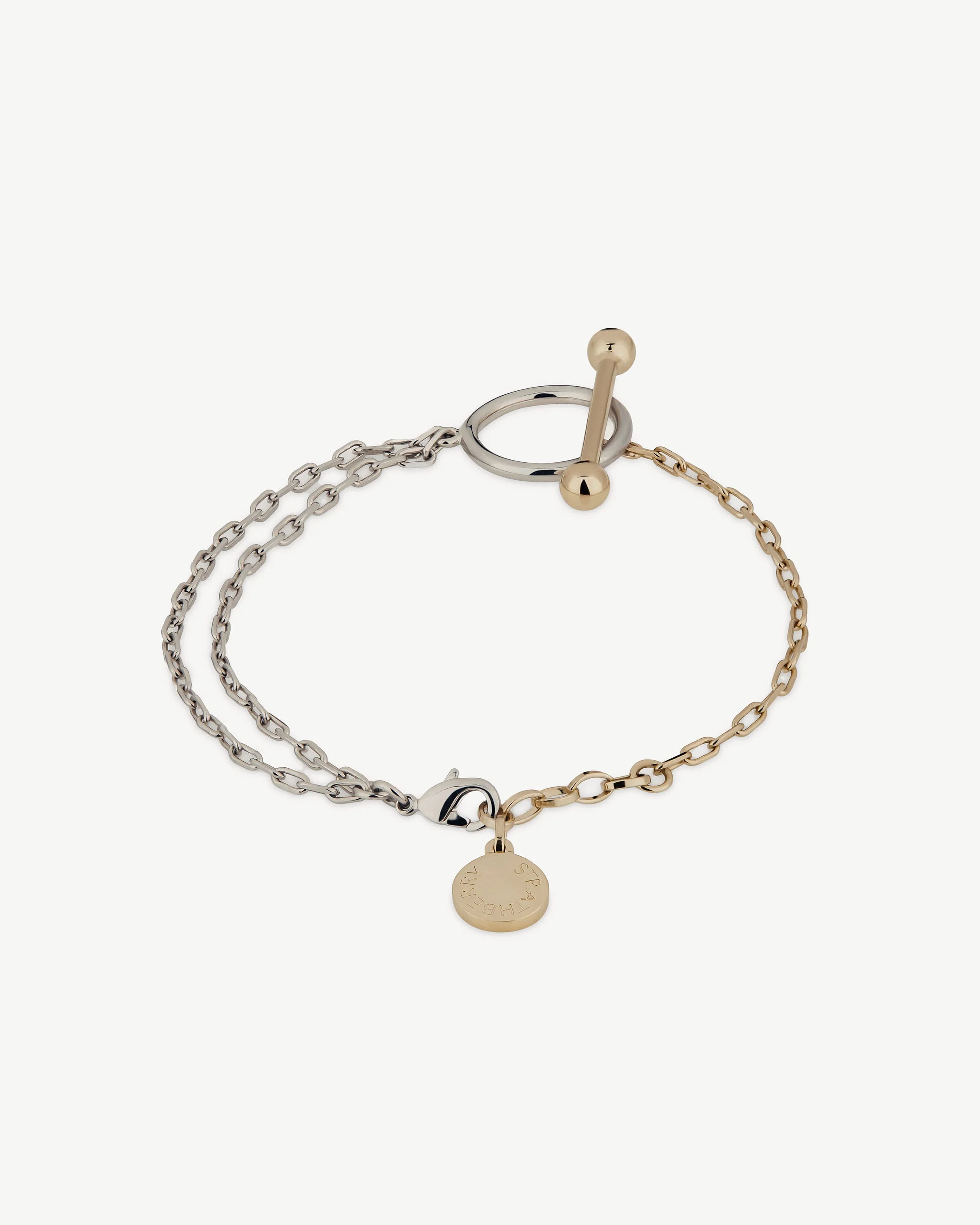 T Bar Dual Chain Bracelet - Gold/Silver