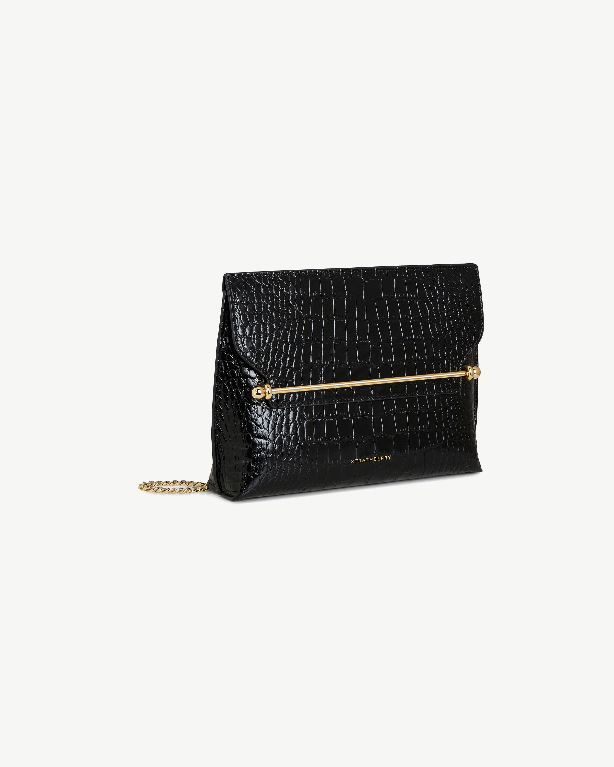 Stylist - Croc-Embossed Leather Black