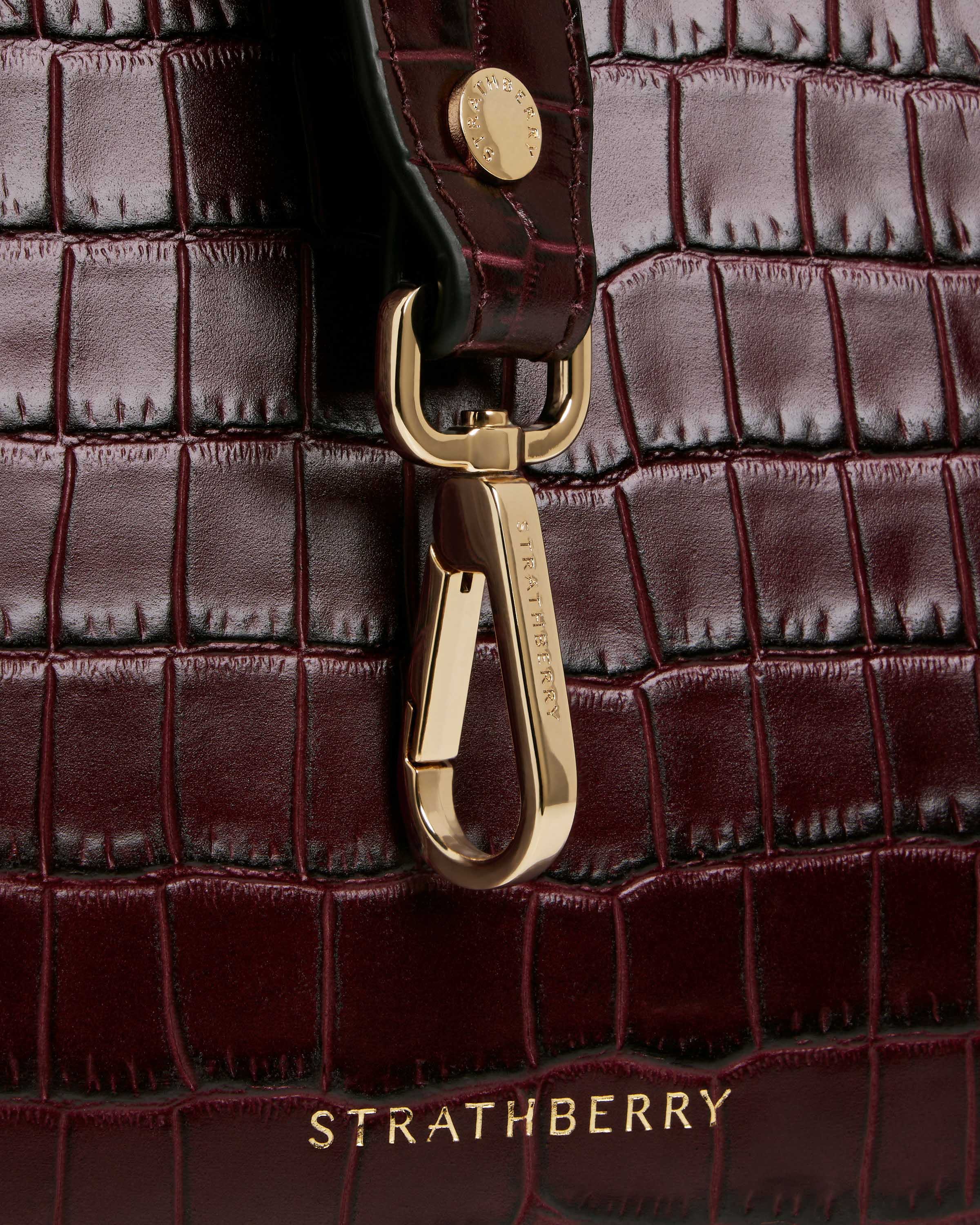 Midi Tote - Croc-Embossed Leather Burgundy