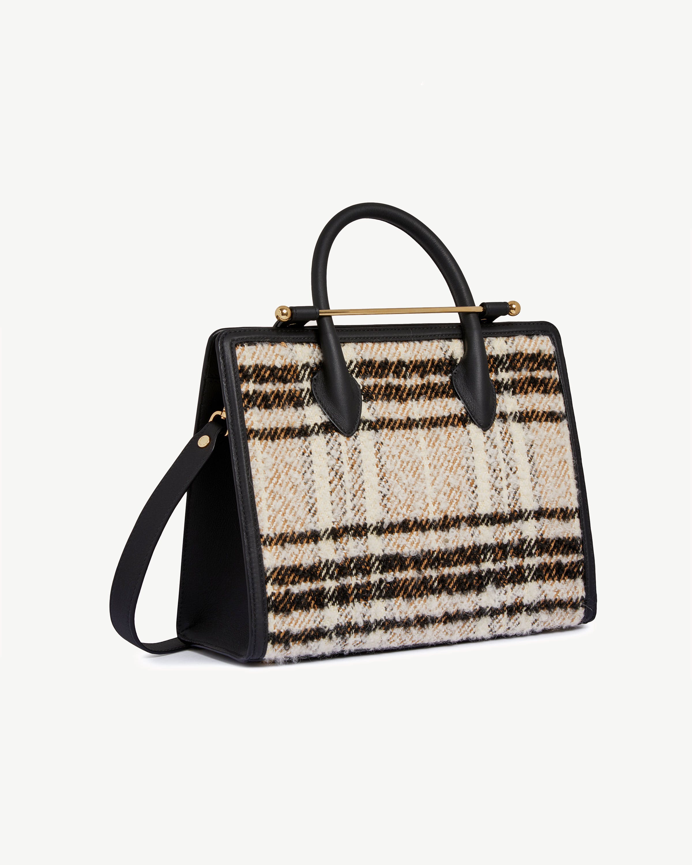 Midi Tote - Black Bouclé Tartan