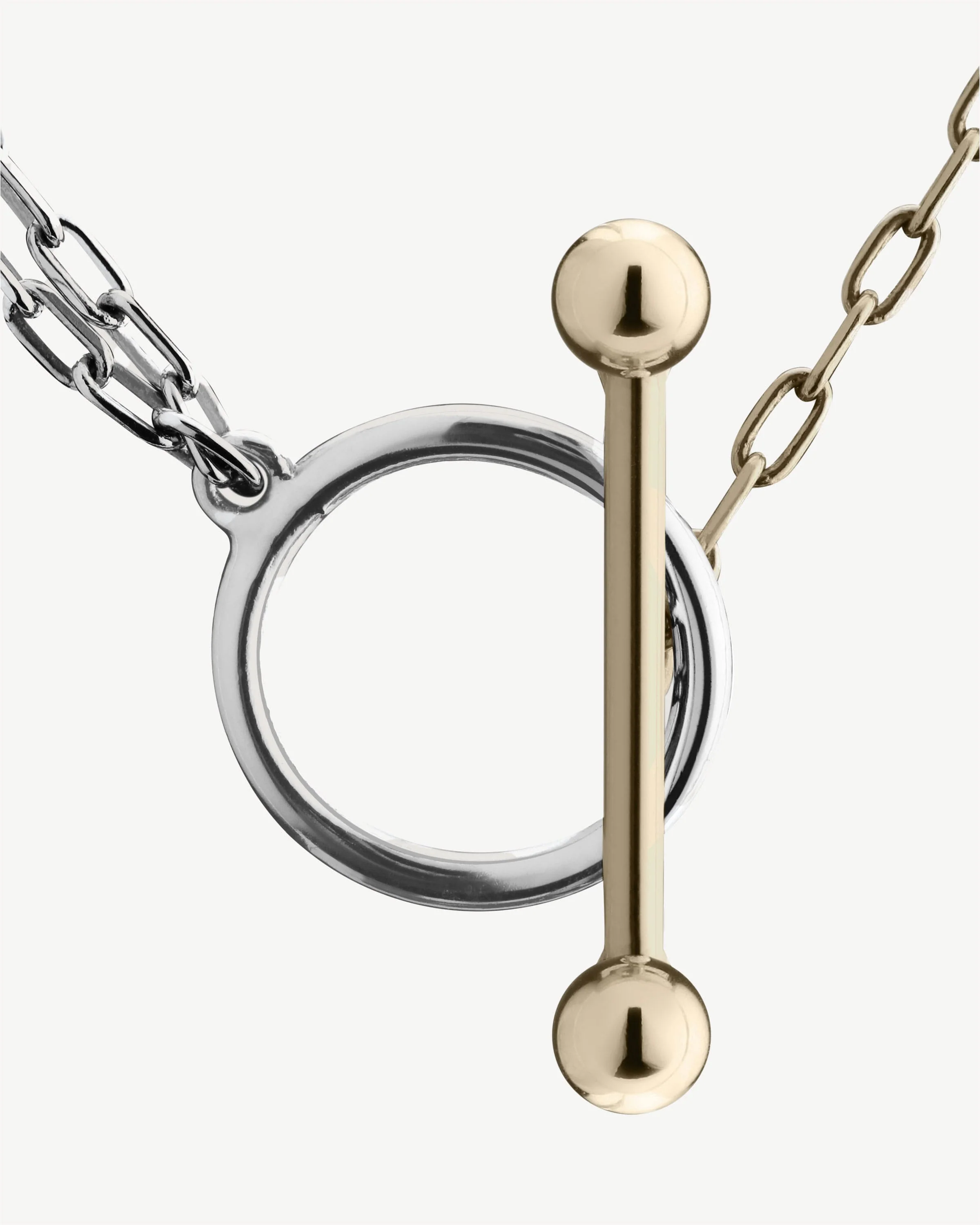 T Bar Dual Chain Necklace - Gold/Silver