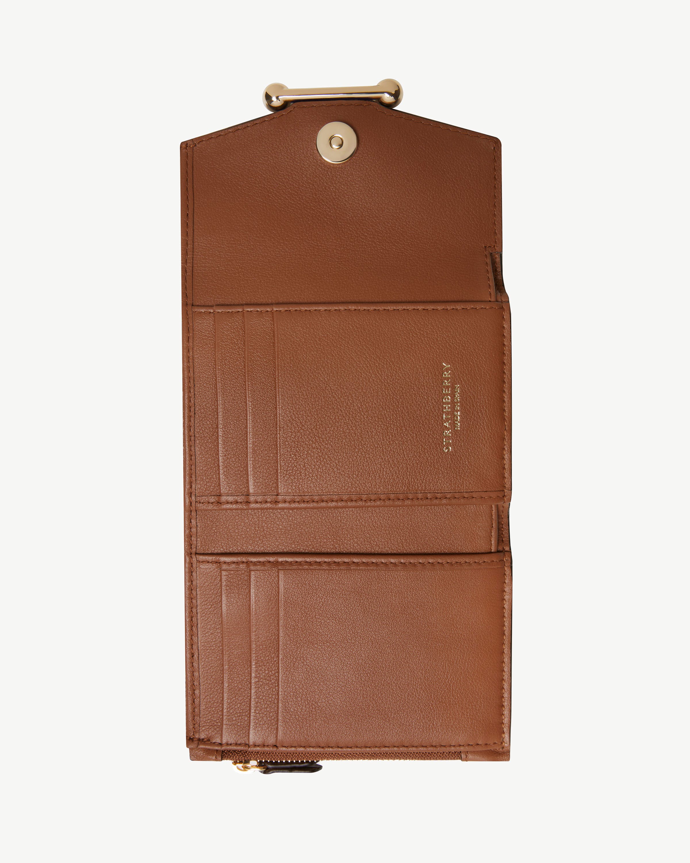 Mosaic Trifold Wallet - Soft Croc-Embossed Leather Walnut