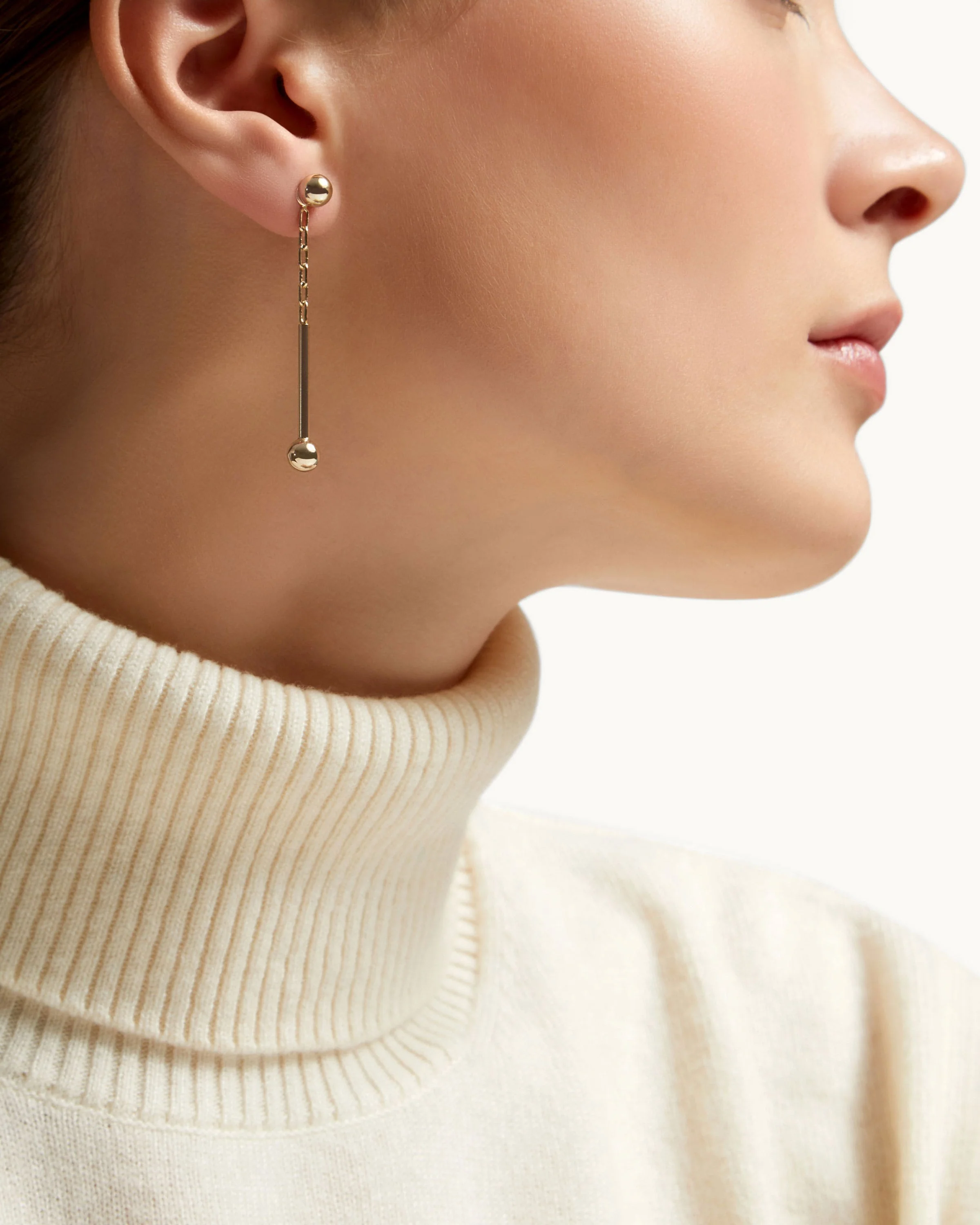 Music Bar Drop Earrings - 22 Carat Gold Gilded
