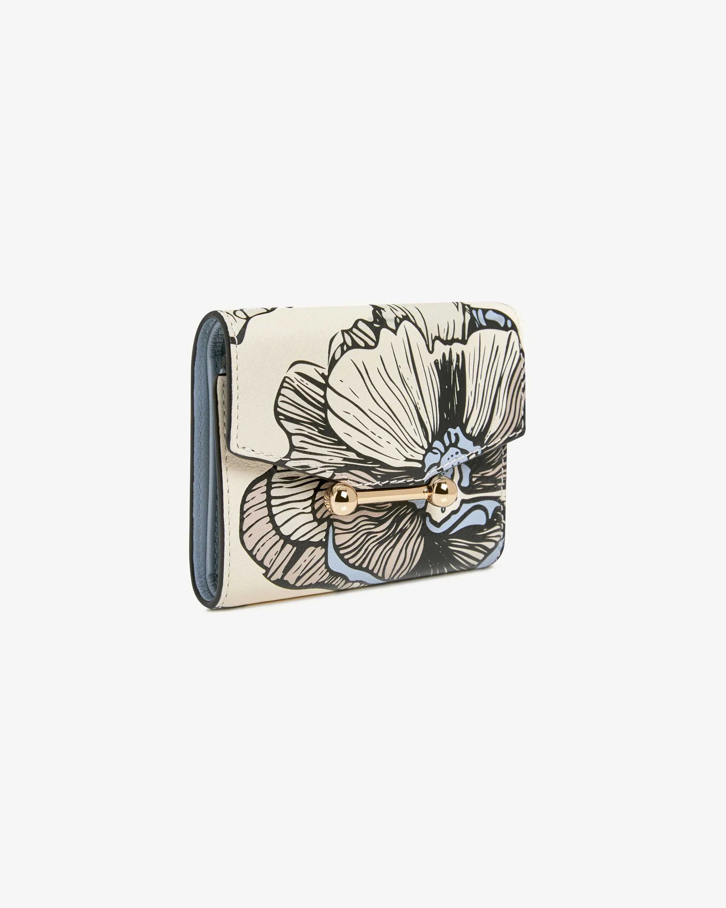 Mosaic Trifold Wallet - Floral Print Vanilla/Dusky Blue