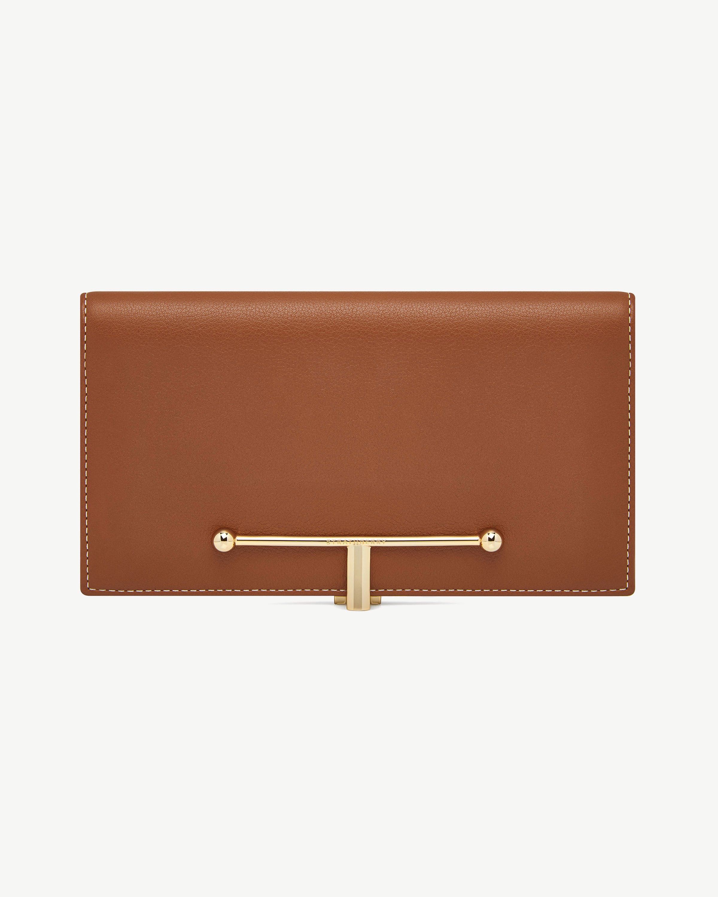 Large Melville Street Wallet - Chestnut with Vanilla Stitch