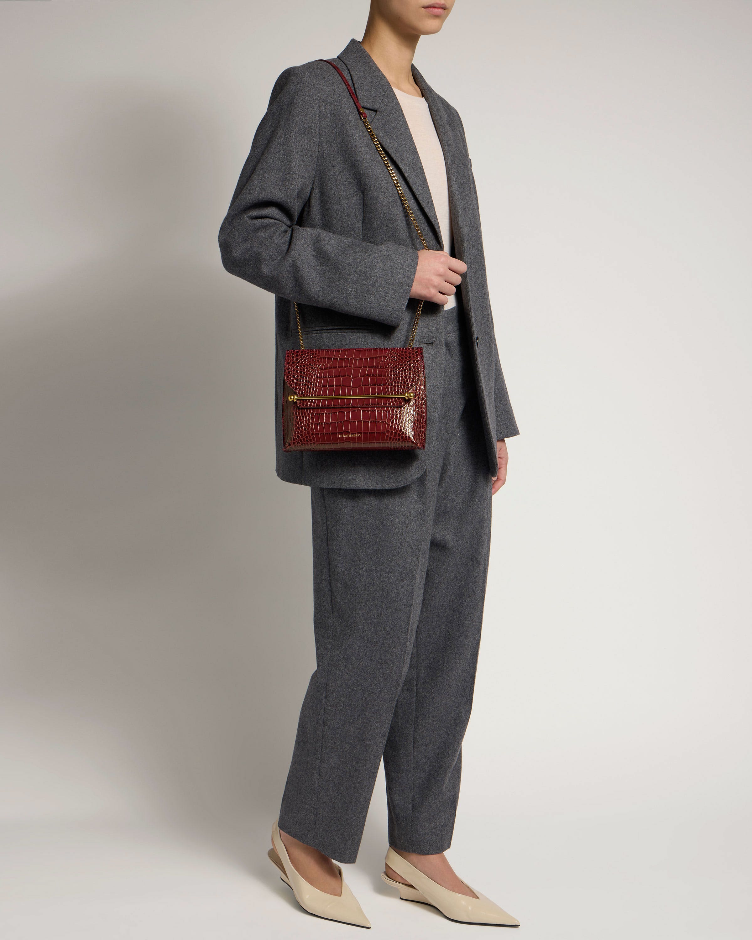 Stylist - Croc-Embossed Leather Oxblood