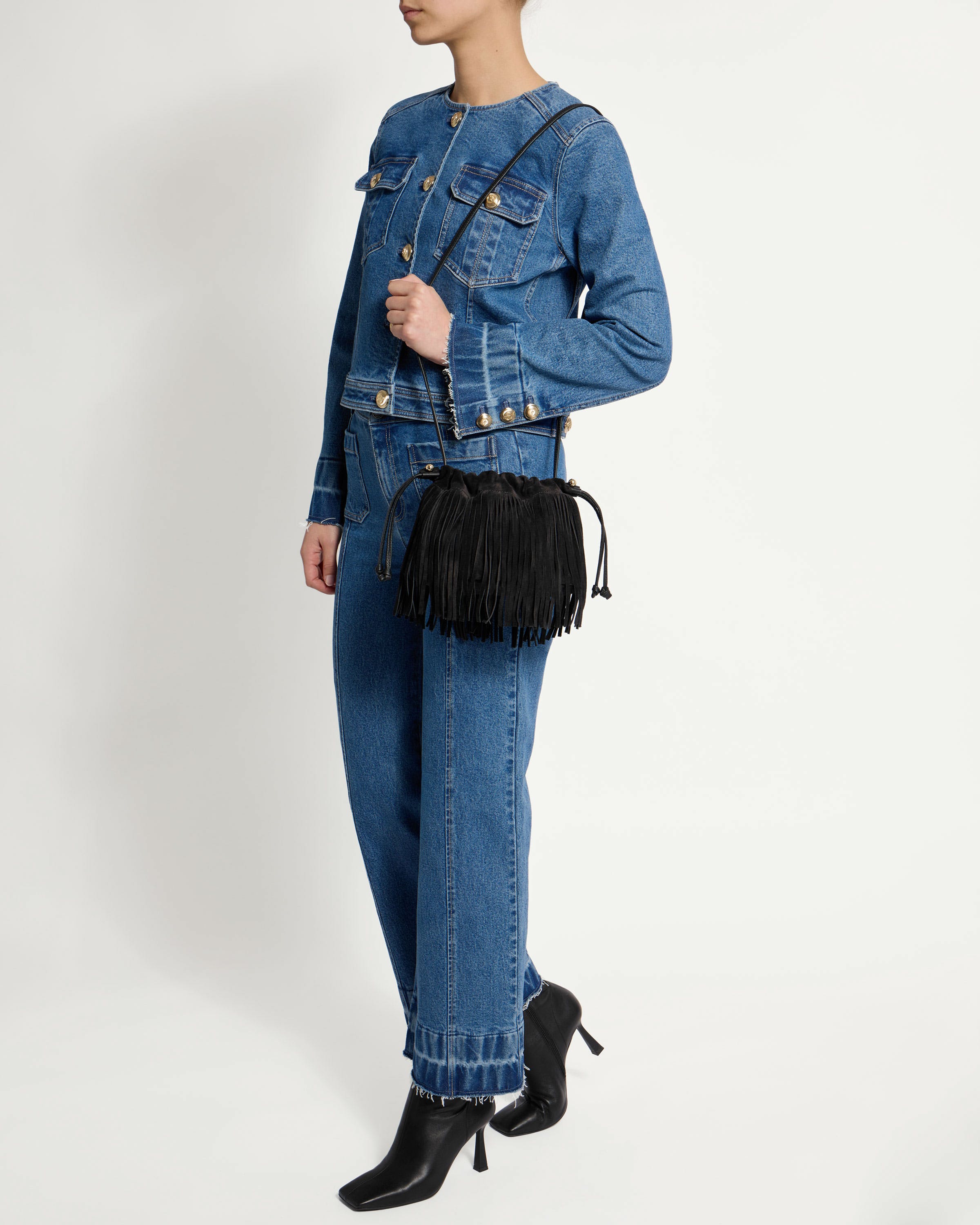 Charlotte Drawstring - Cinq a Sept Black Fringe