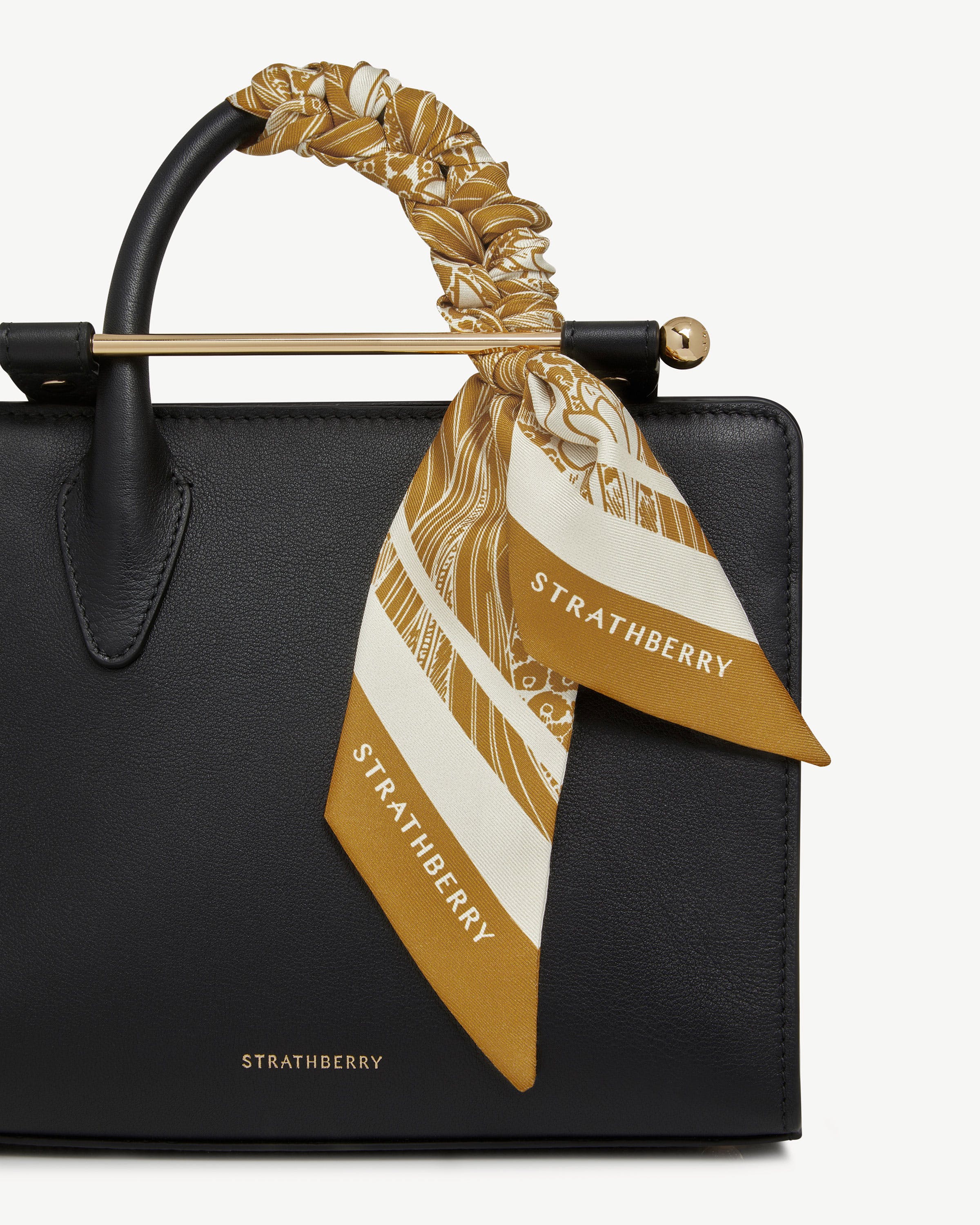 Silk Skinny Scarf - Mustard Wallpaper Print