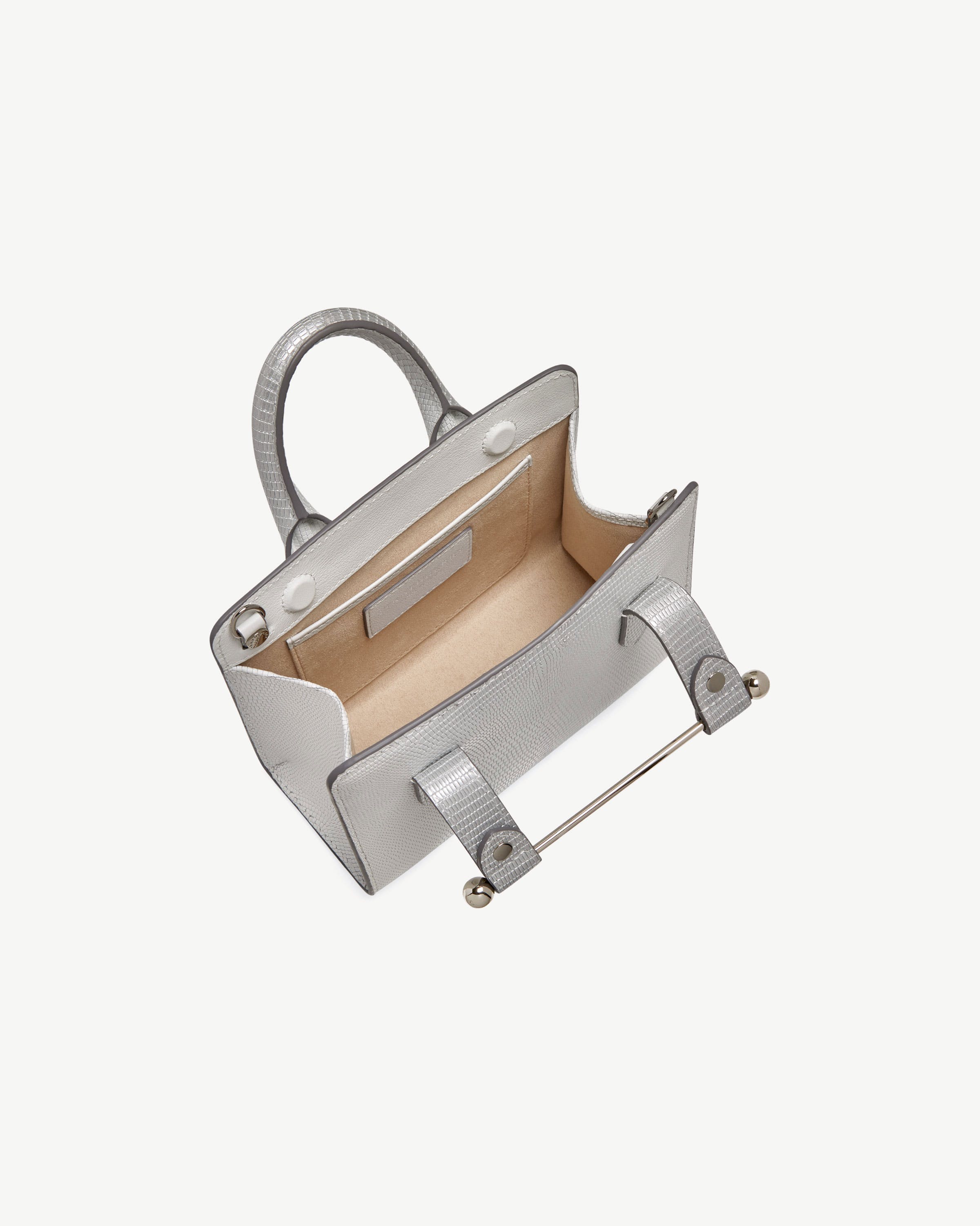 Nano Tote - Lizard-Embossed Leather Silver Ombré