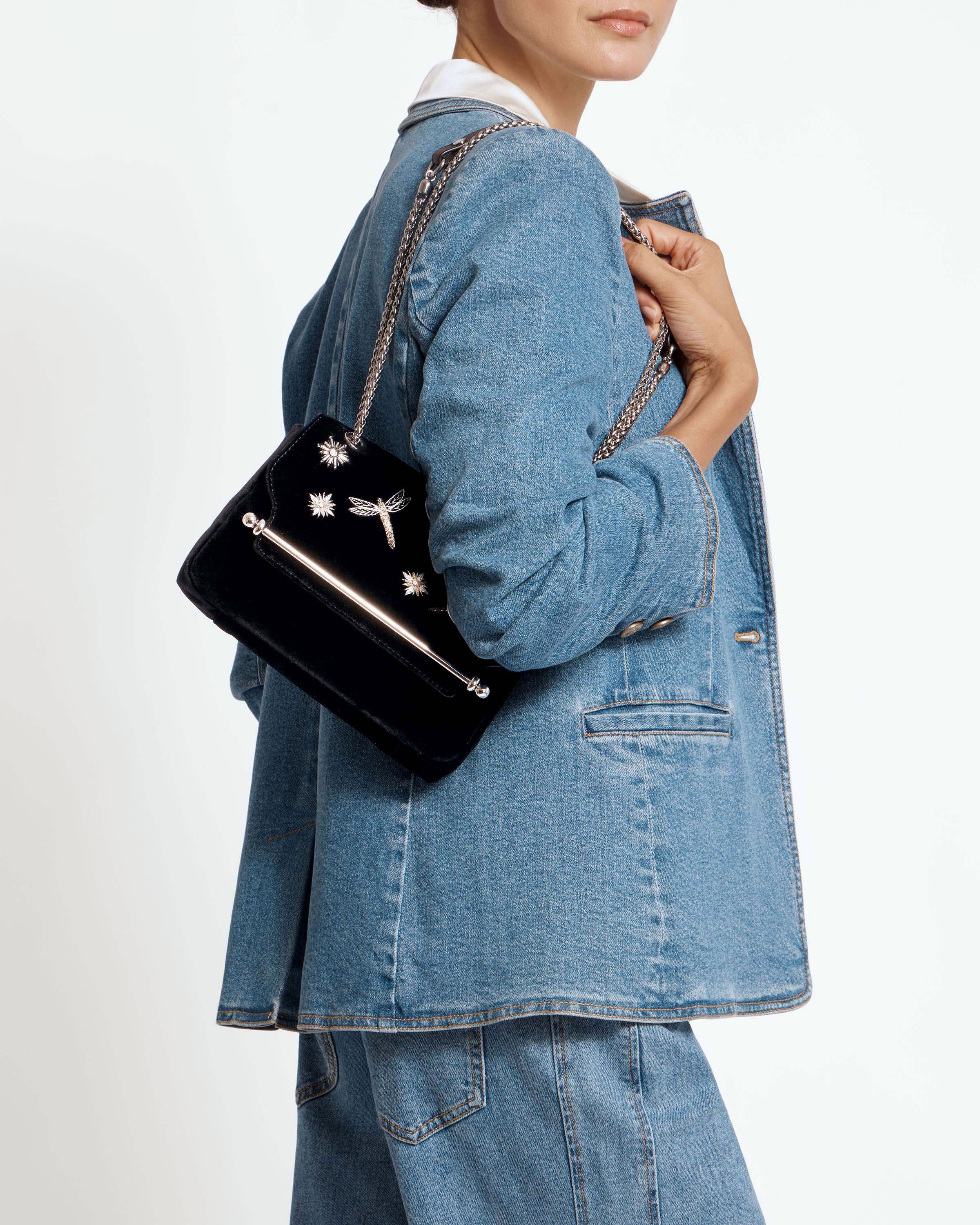 East/West Mini Soft - Cinq a Sept Black Embroidered Velvet