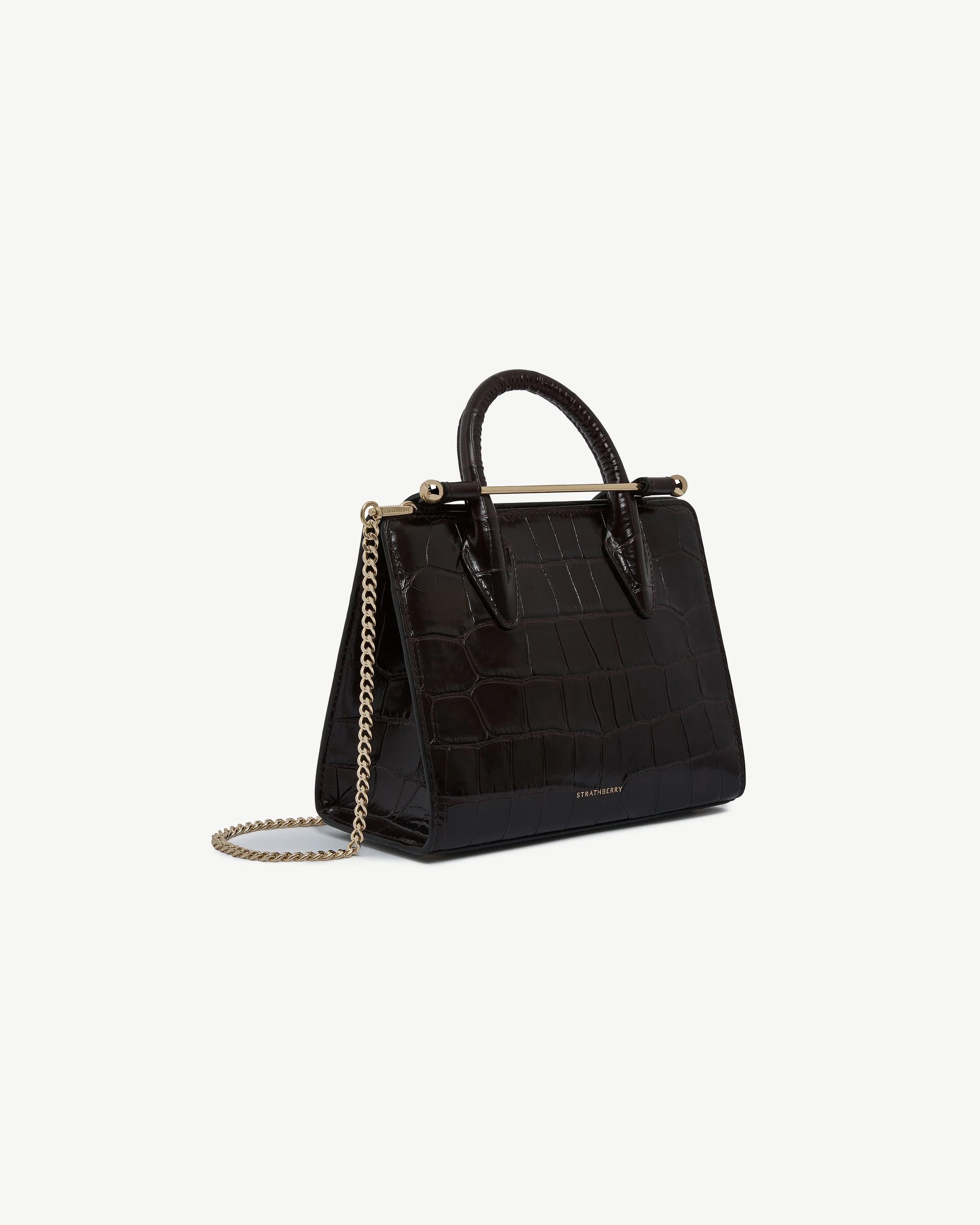 Mini Tote - Croc-Embossed Leather Mahogany