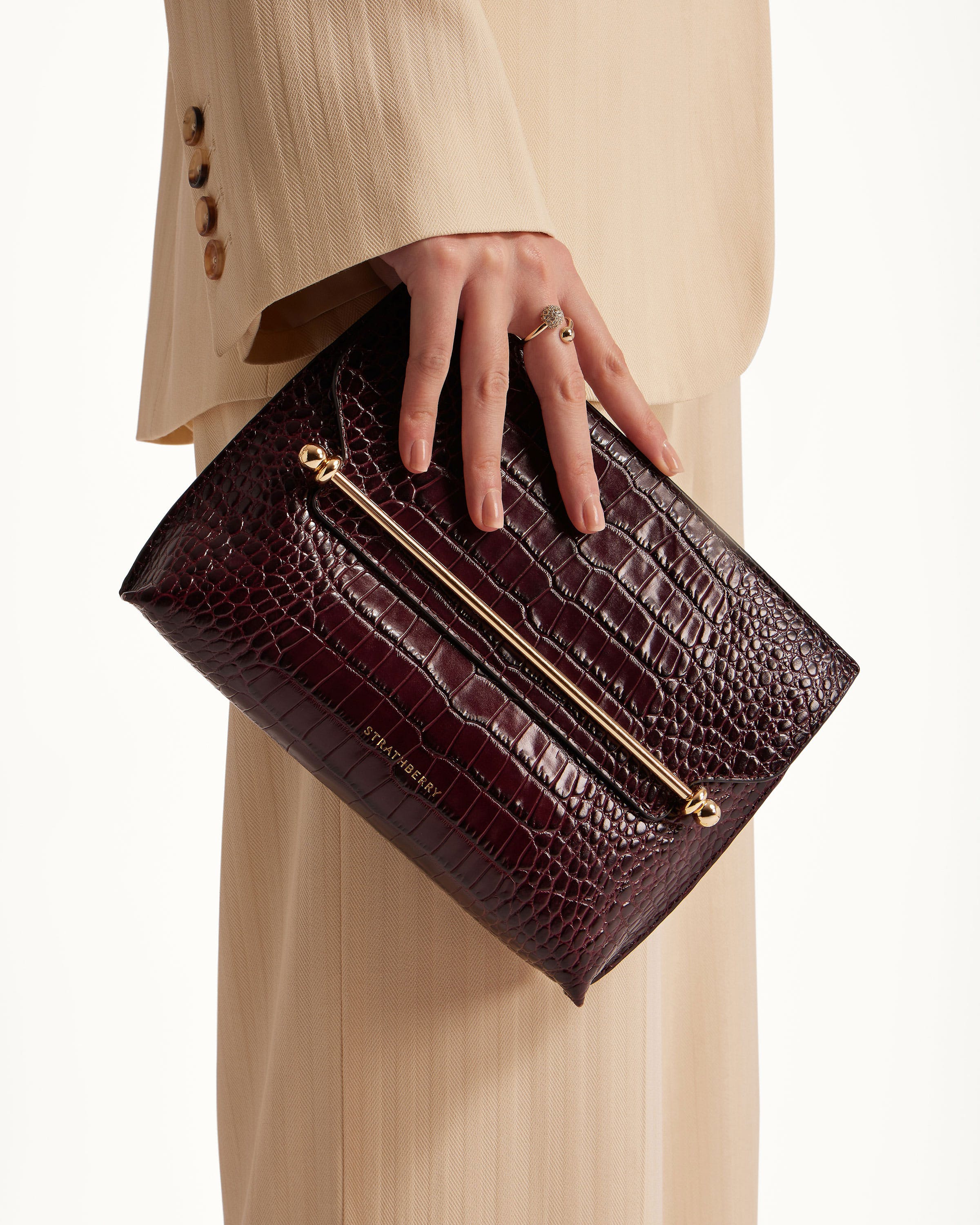 Stylist - Croc-Embossed Leather Burgundy