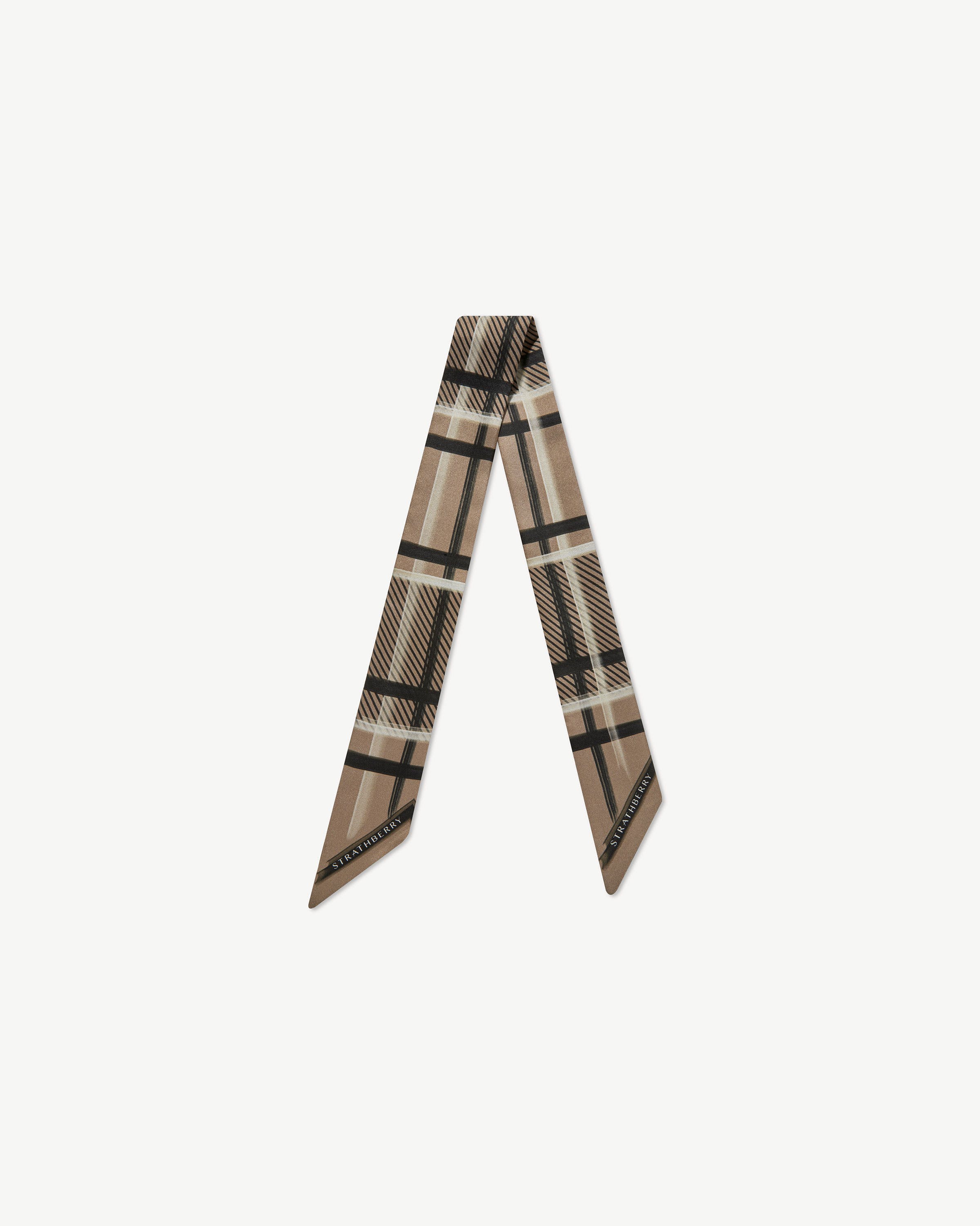 Silk Skinny Scarf - Clay Tartan