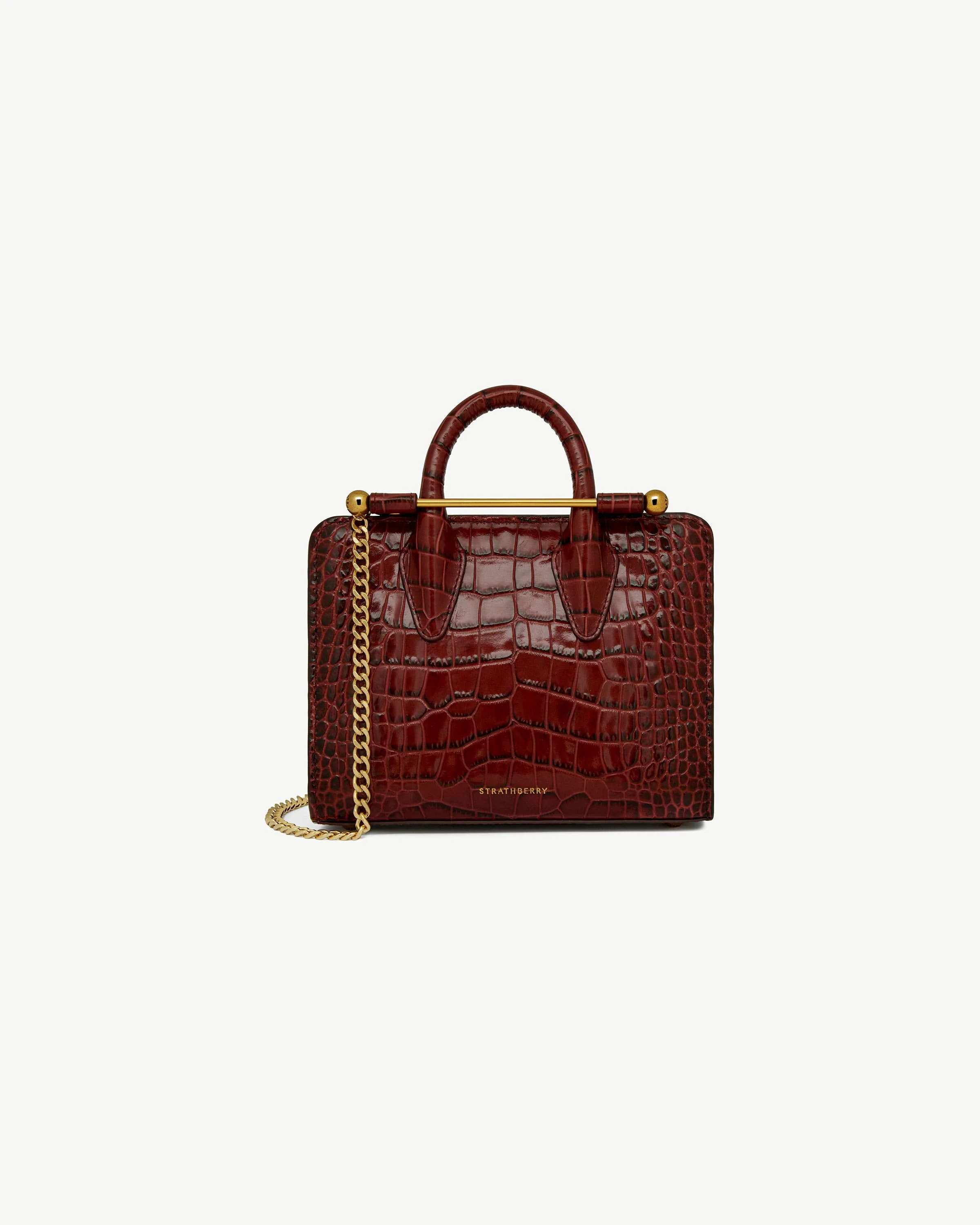 Nano Tote - Croc-Embossed Leather Oxblood