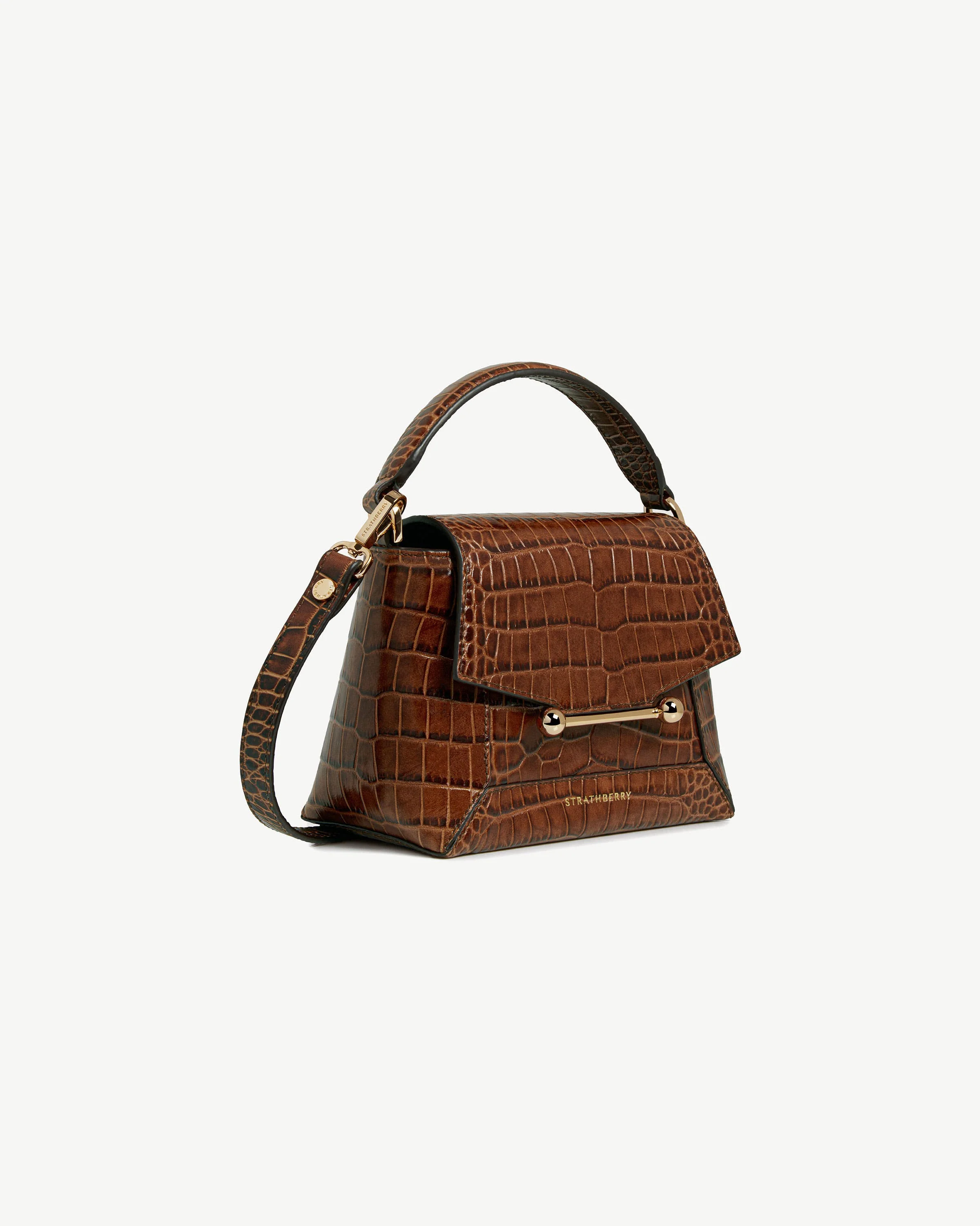 Mosaic Nano - Soft Croc-Embossed Leather Walnut