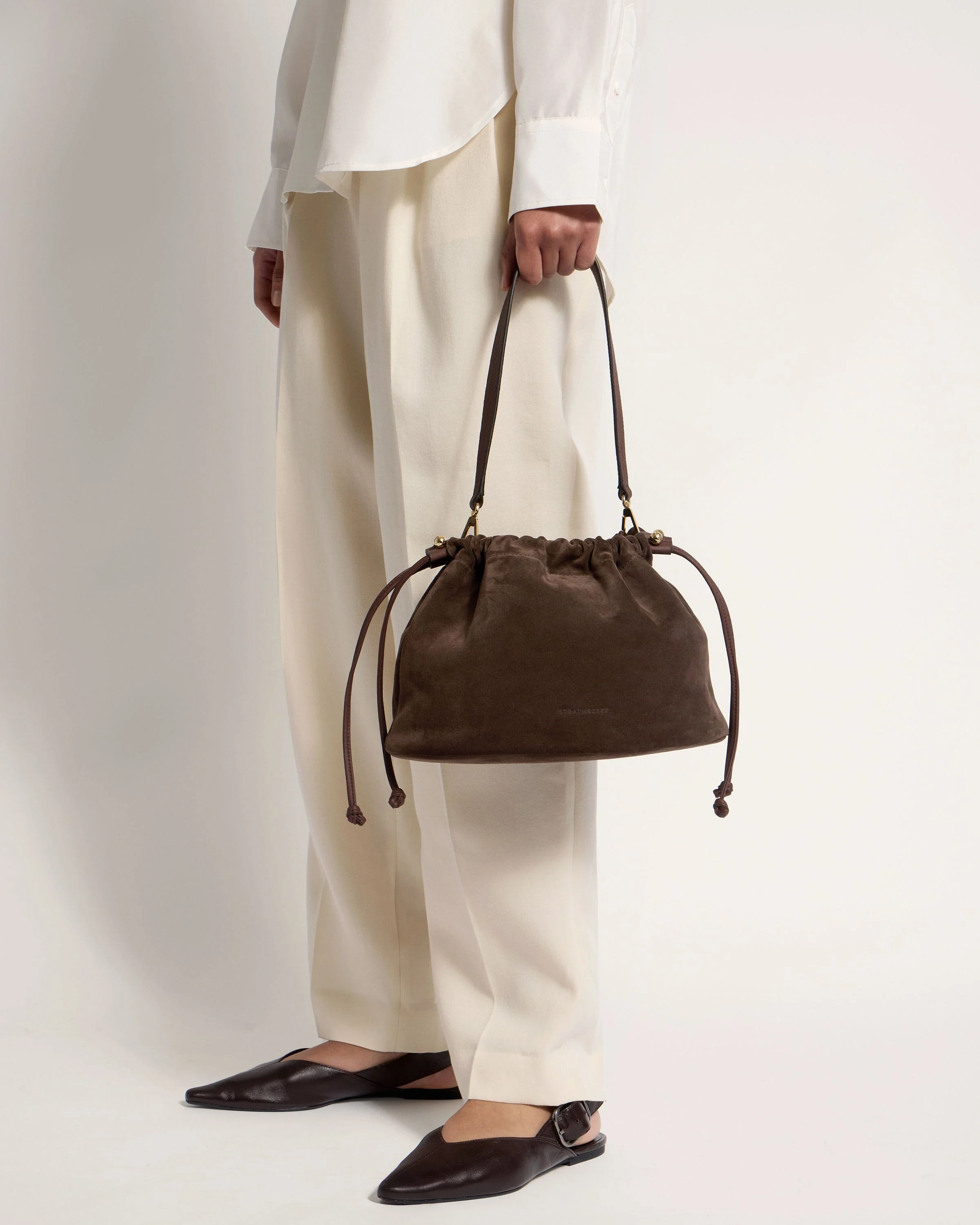 Charlotte Midi Drawstring - Chocolate Suede