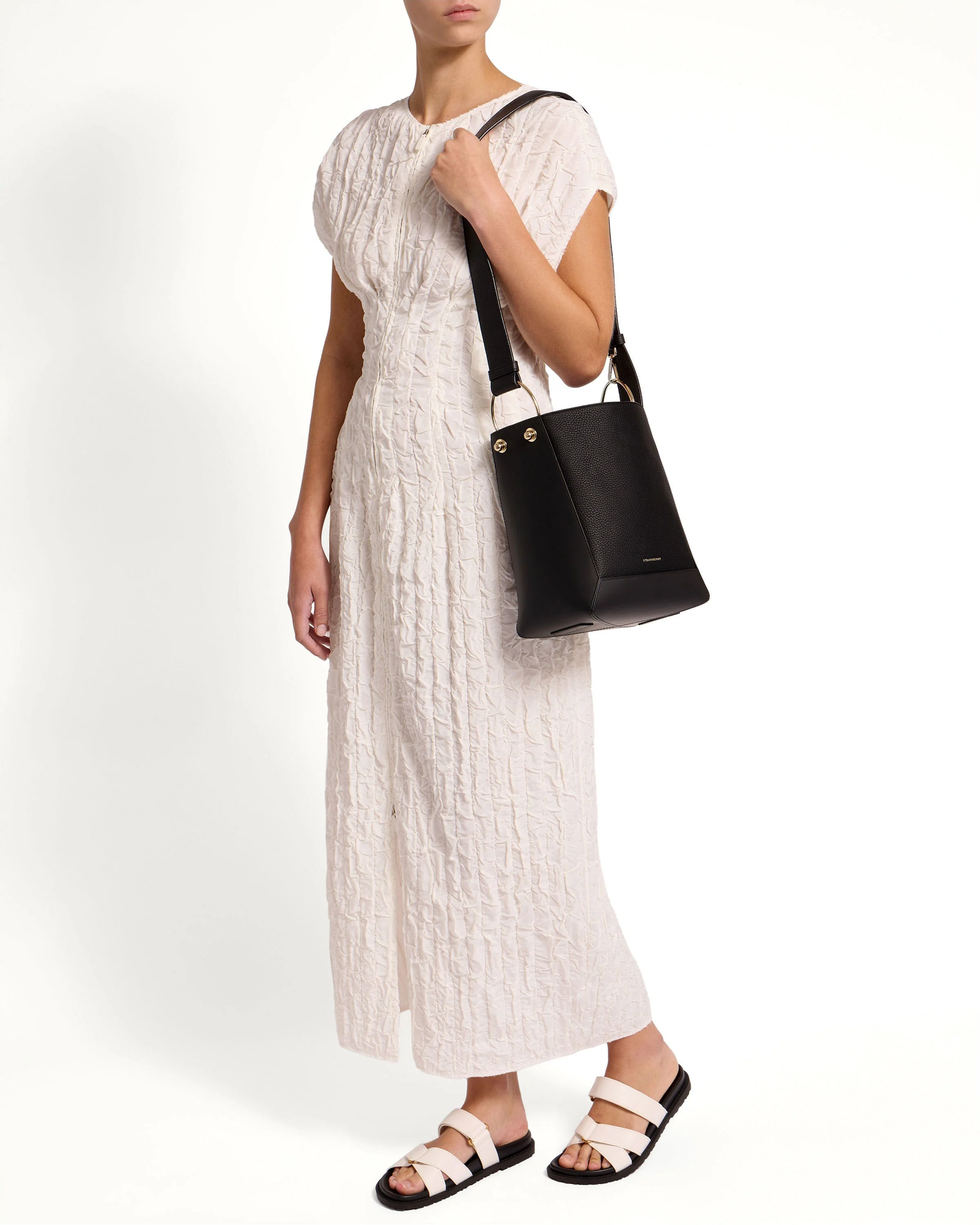 Lana Midi Bucket Bag - Black