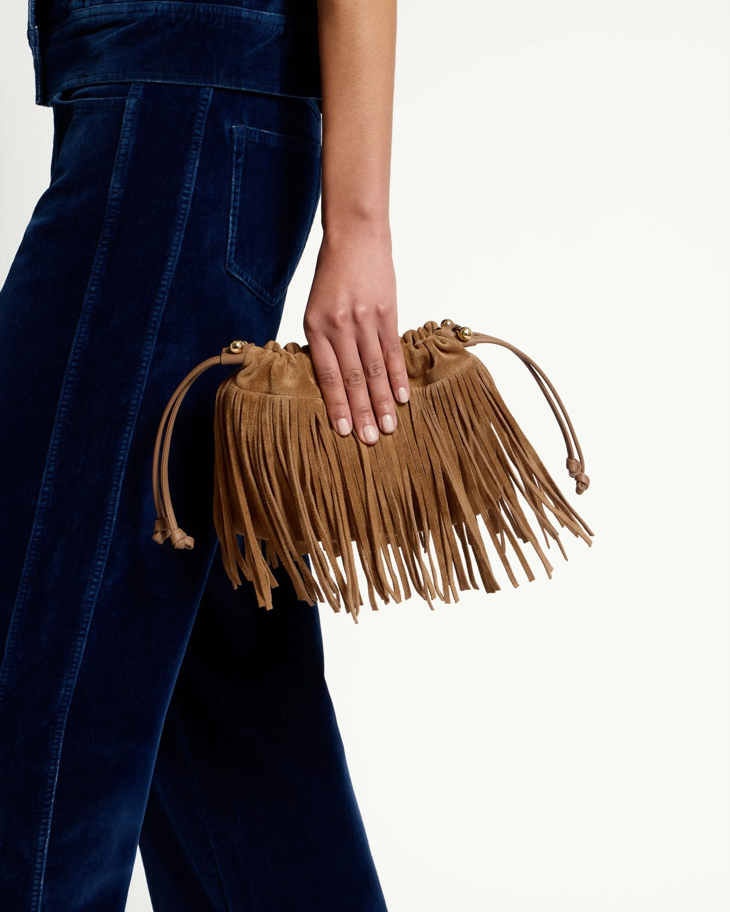 Charlotte Drawstring - Cinq a Sept Toffee Fringe