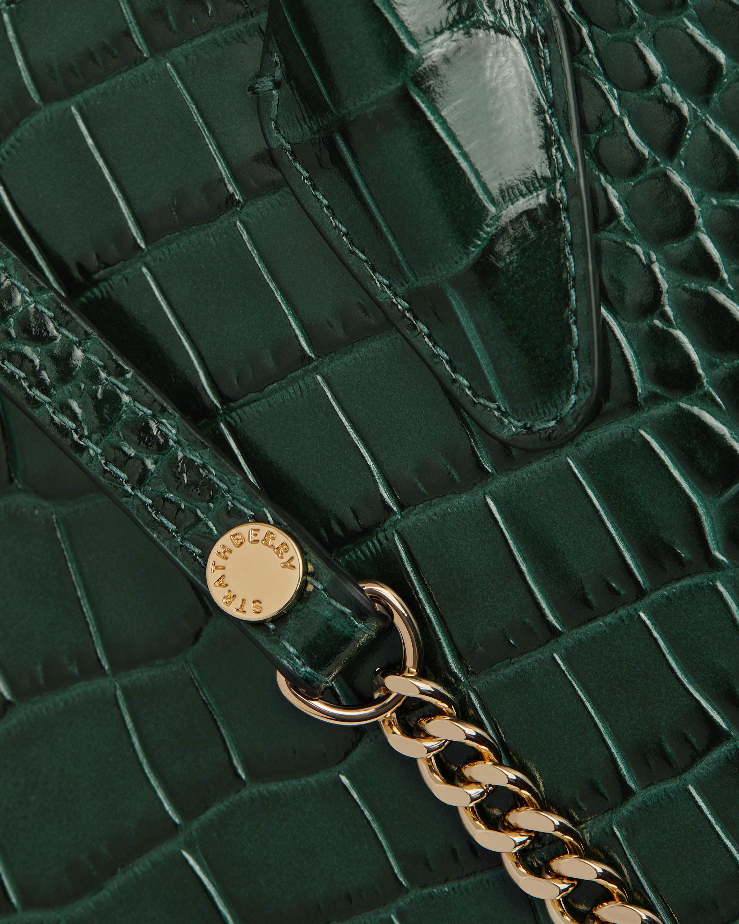 Mini Tote - Croc-Embossed Bottle Green