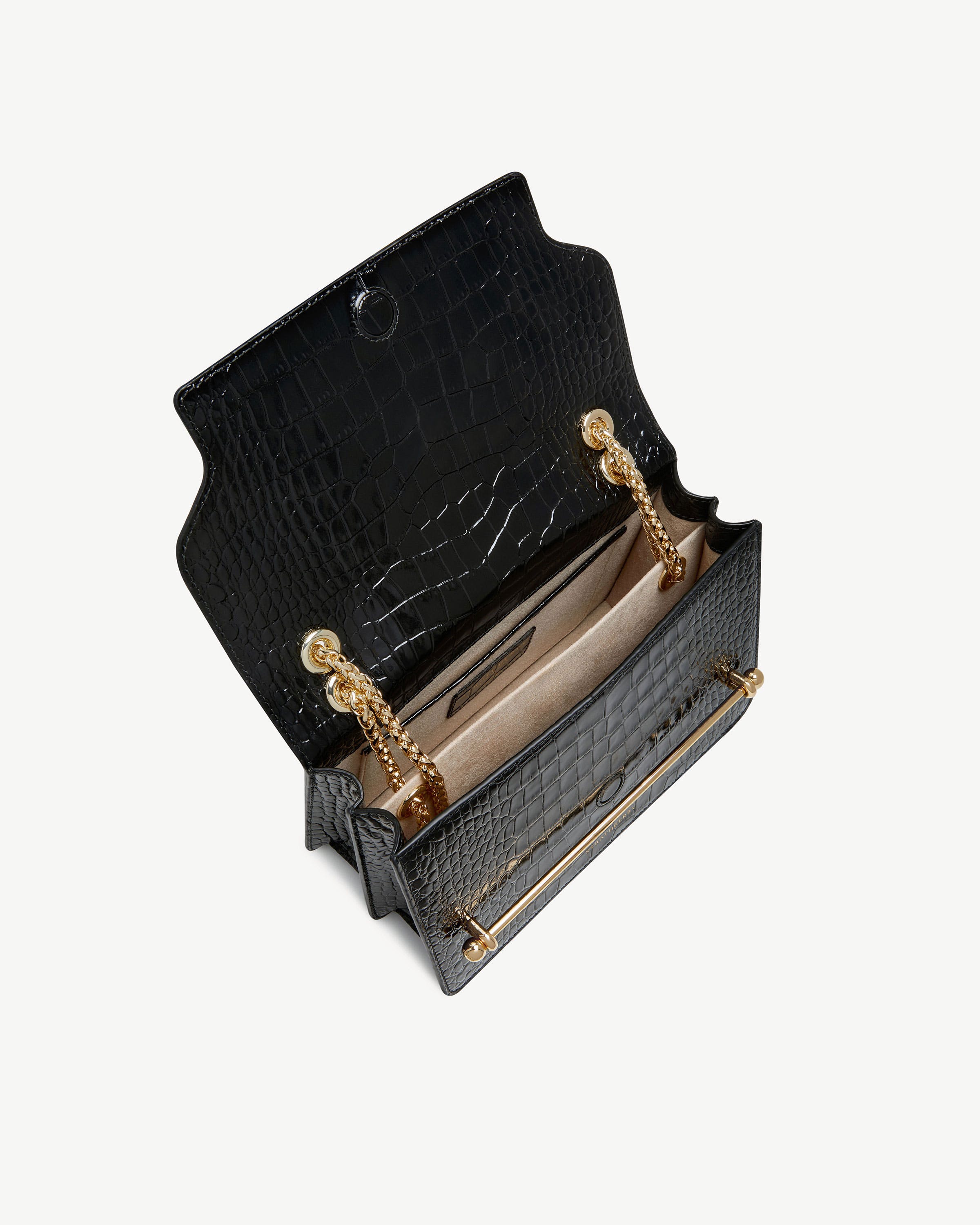 East/West - Croc-Embossed Leather Black