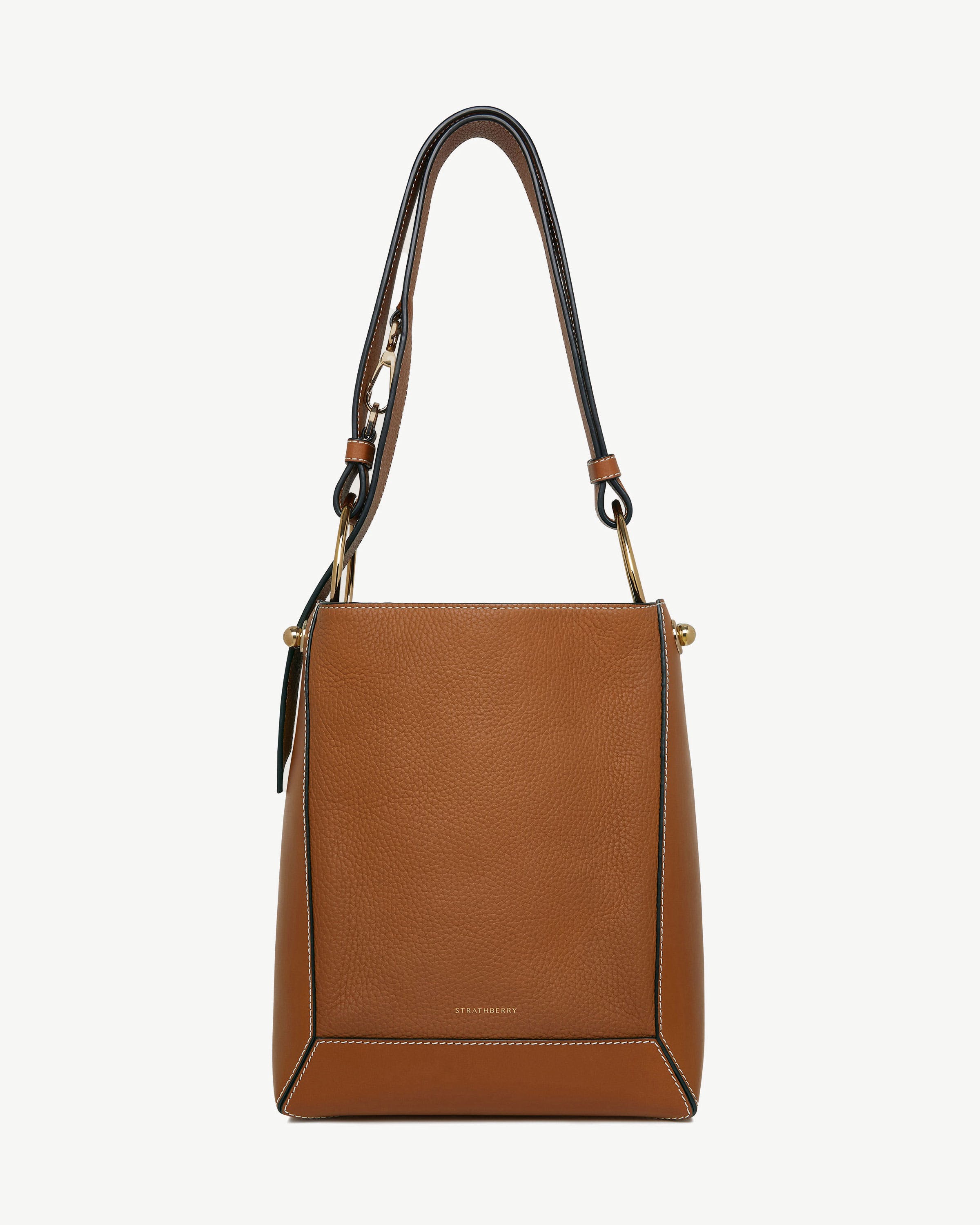 Lana Midi Bucket Bag - Tan with Vanilla Stitch