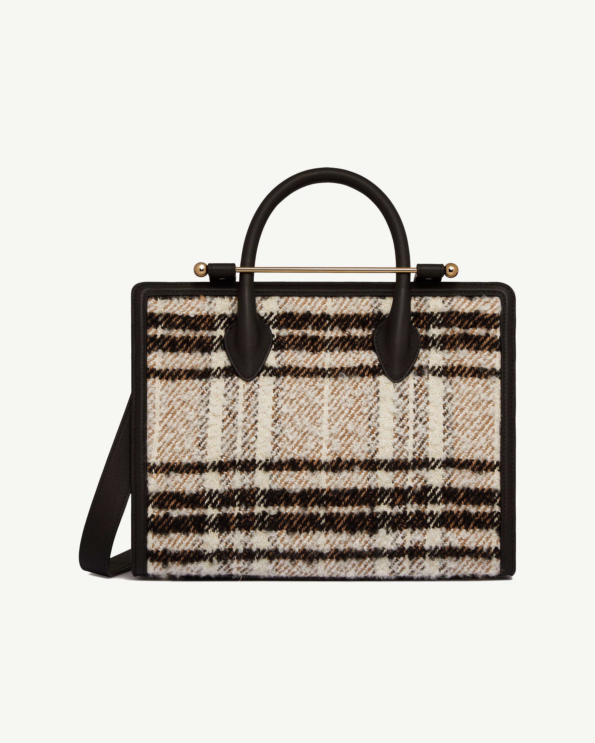 Midi Tote - Black Bouclé Tartan