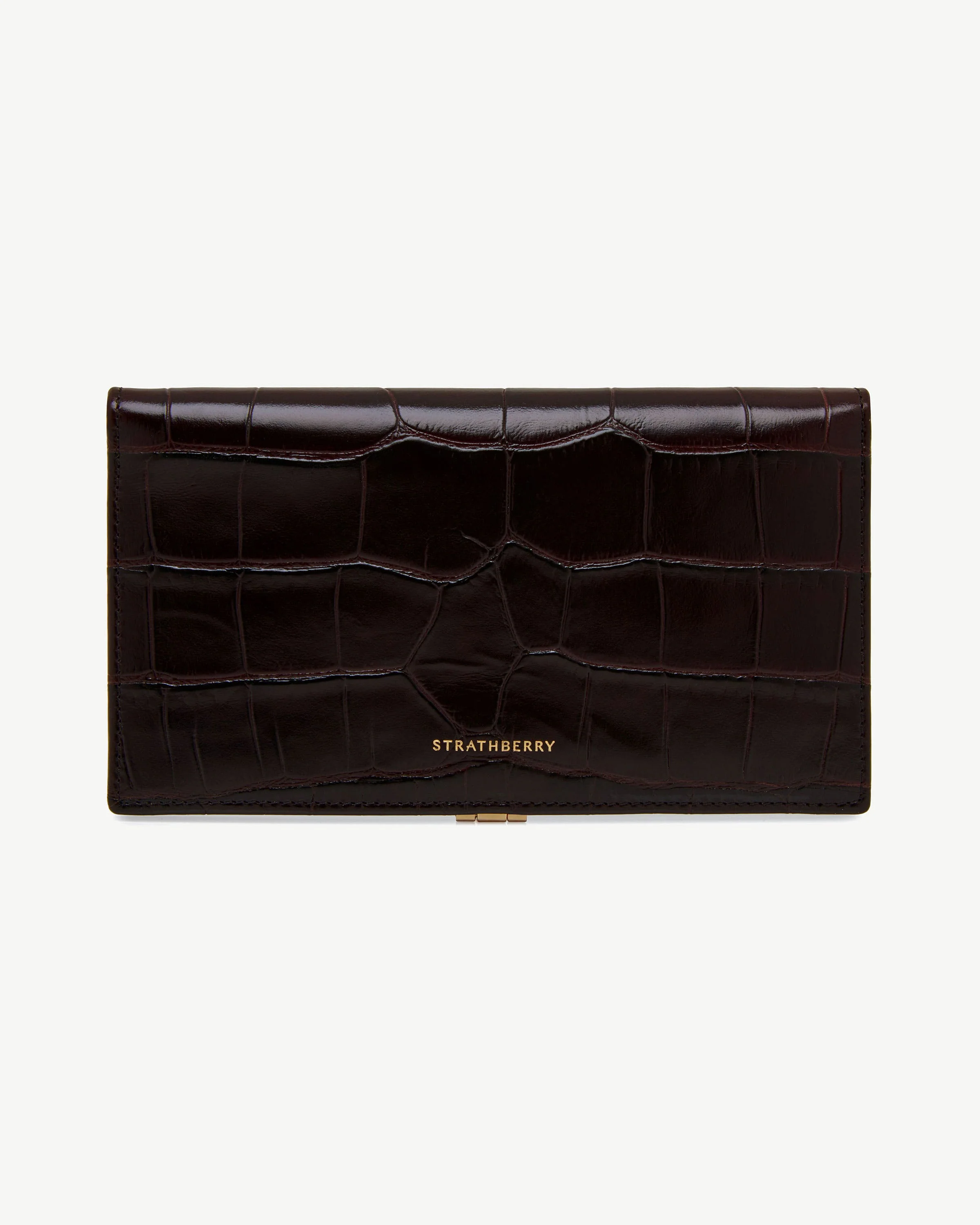 Large Melville Street Wallet - Croc-Embossed Leather Mahogany/Black