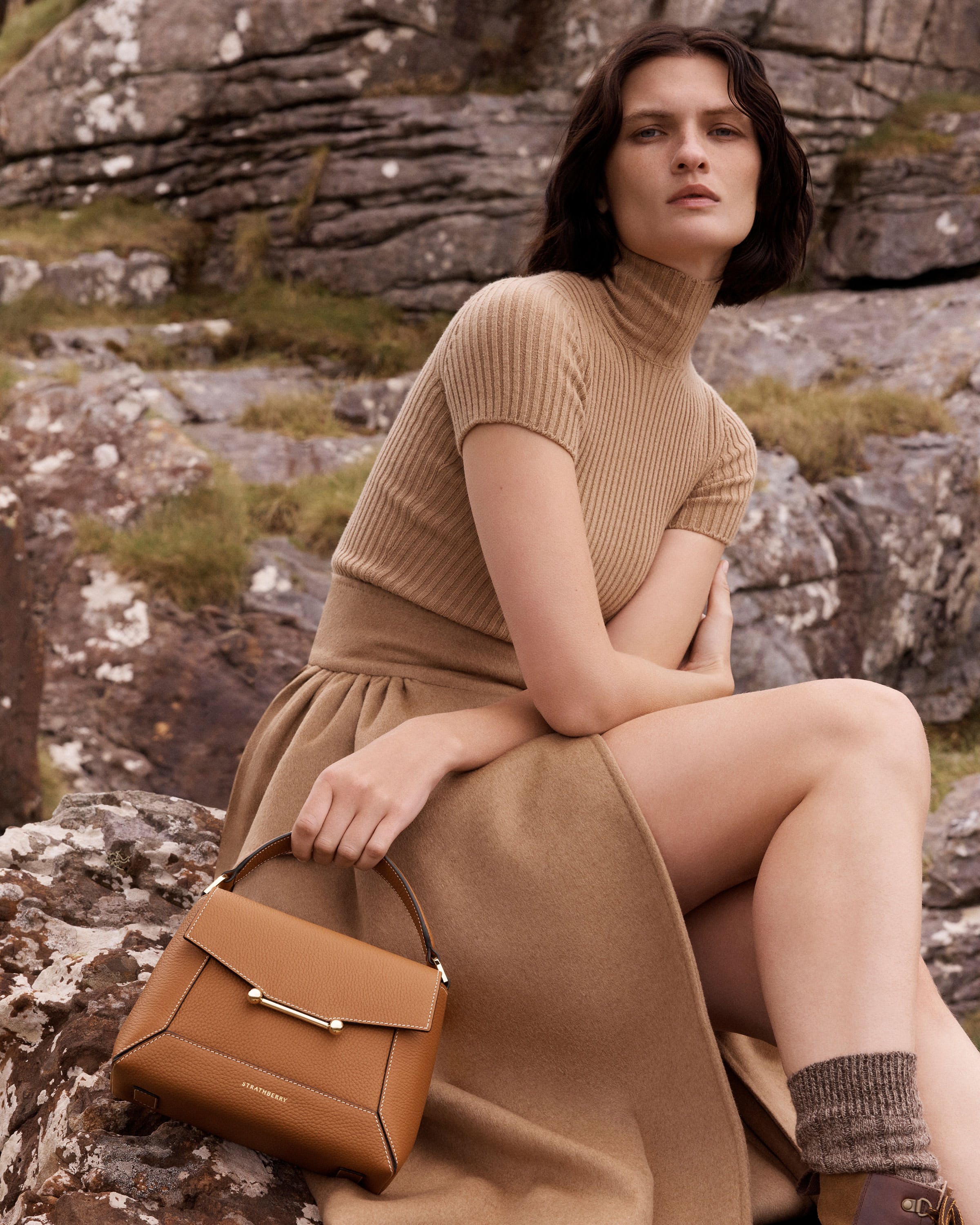 Mosaic Bag - Tan with Vanilla Stitch