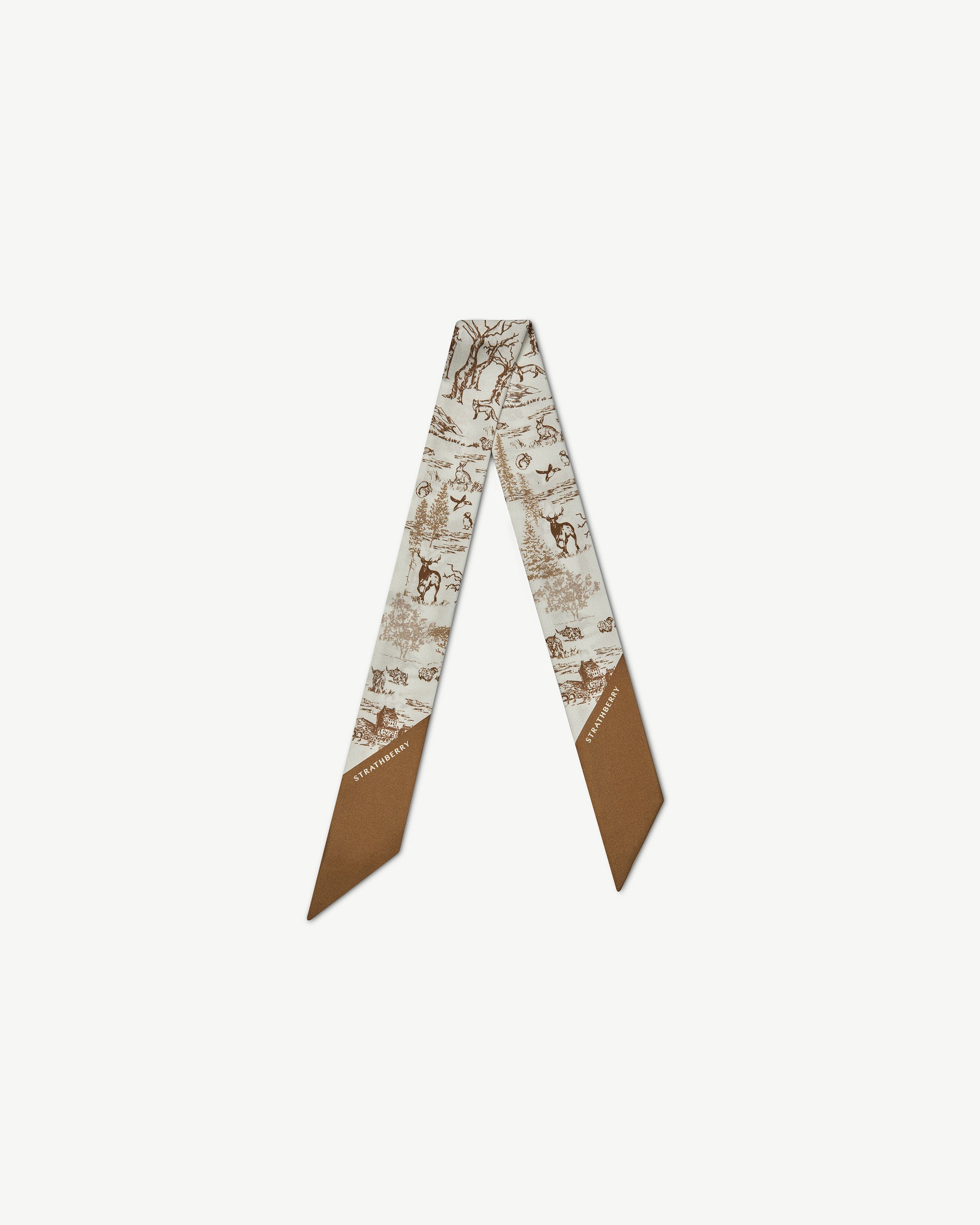 Silk Skinny Scarf - Animal Wallpaper Tan/Vanilla