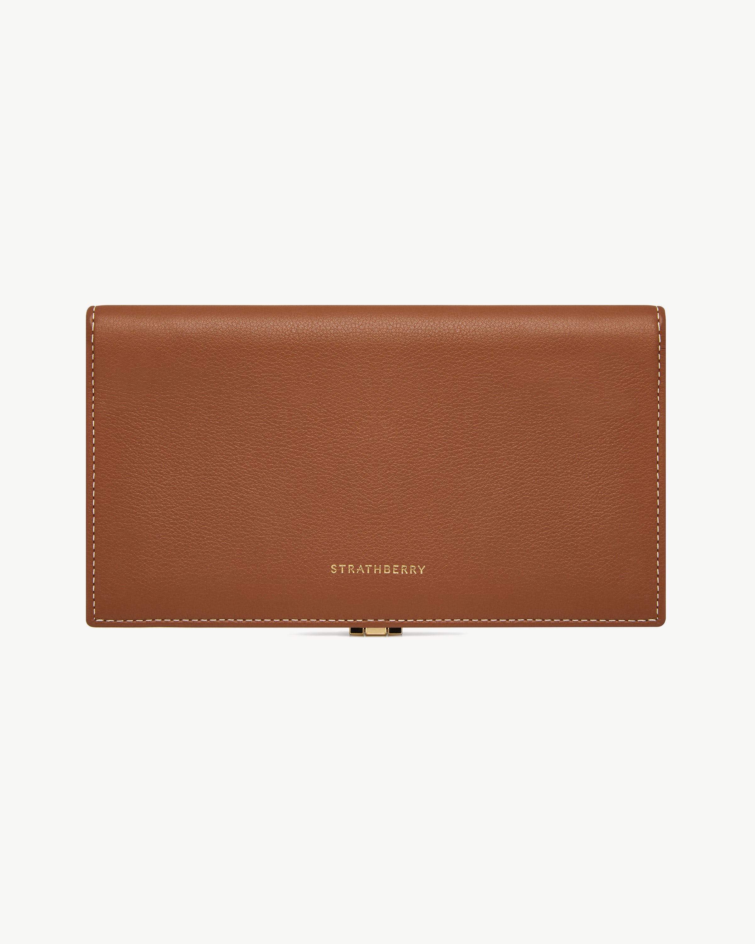 Large Melville Street Wallet - Chestnut with Vanilla Stitch