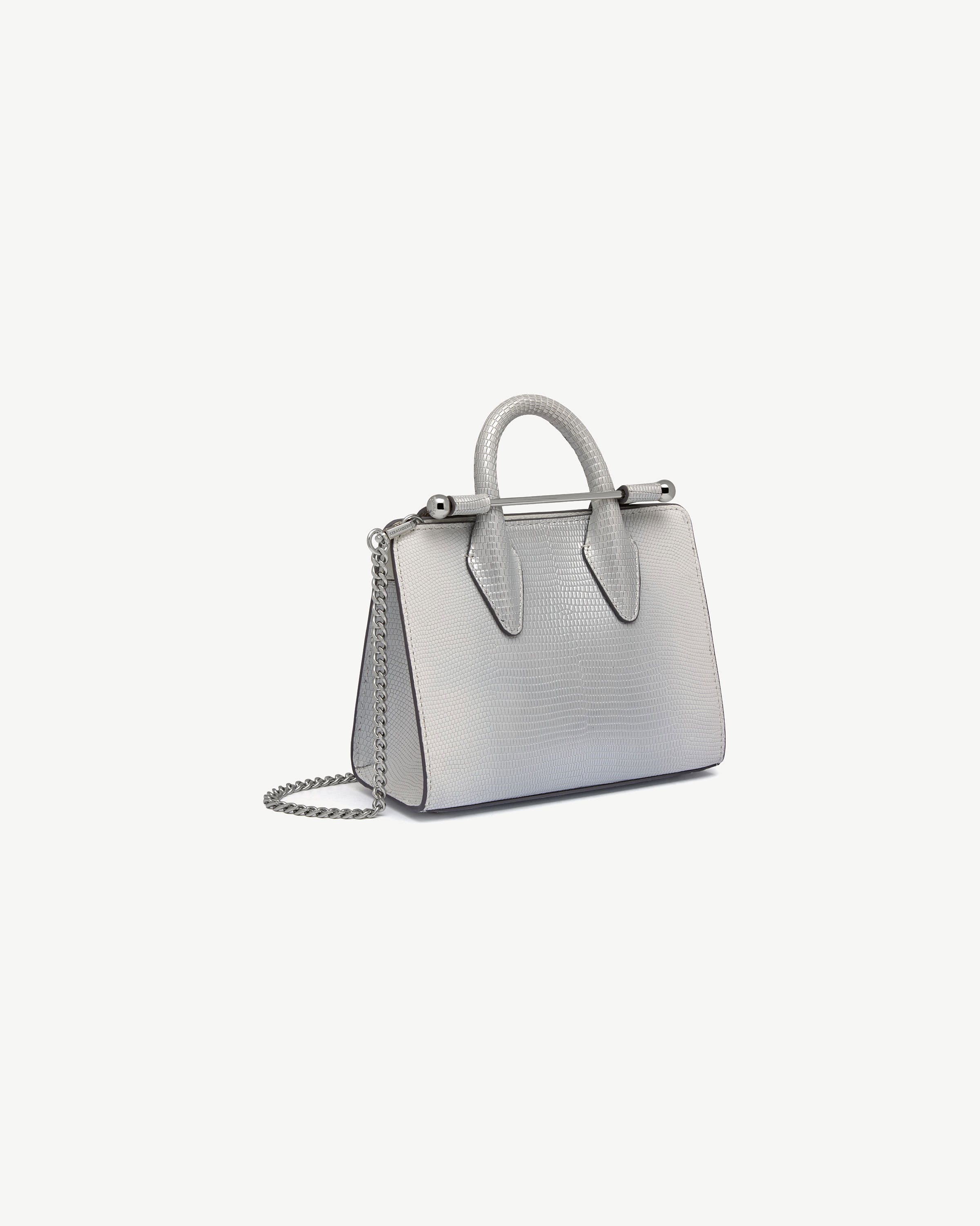 Nano Tote - Lizard-Embossed Leather Silver Ombré