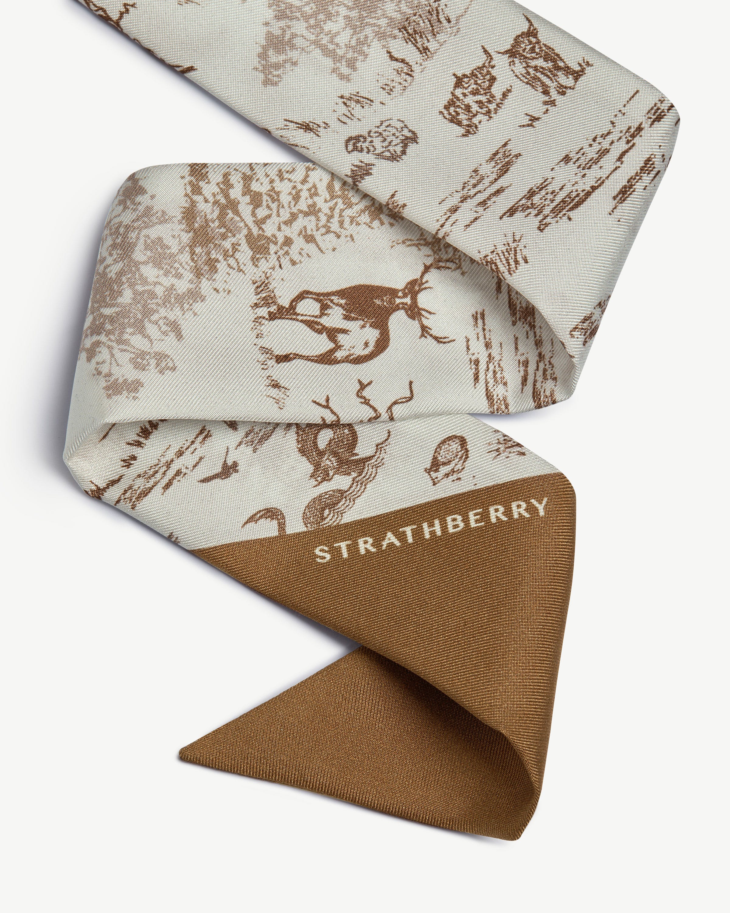 Silk Skinny Scarf - Animal Wallpaper Tan/Vanilla