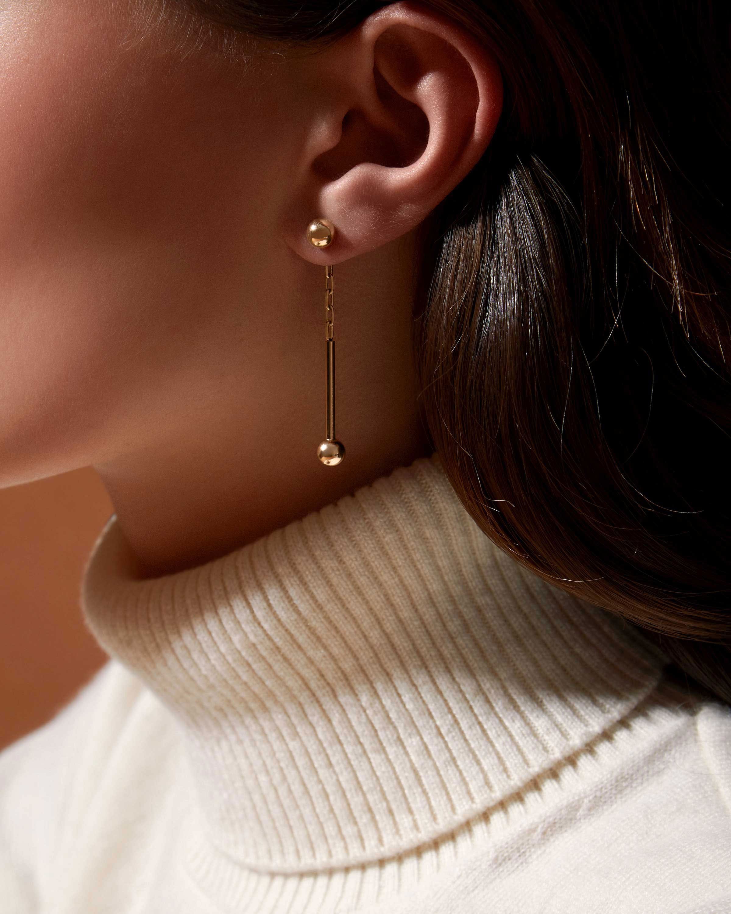 Music Bar Drop Earrings - 22 Carat Gold Gilded