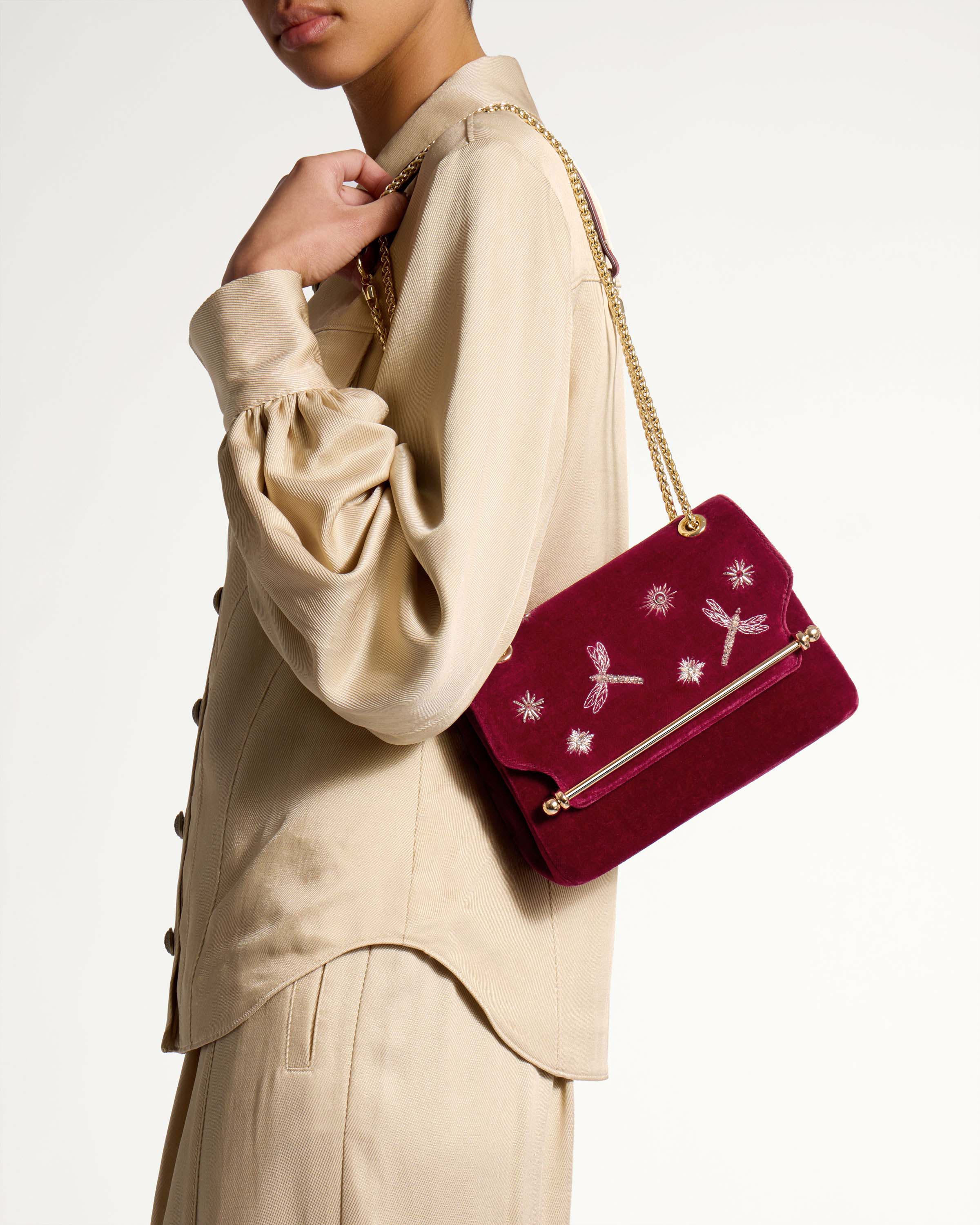 East/West Mini Soft - Cinq a Sept Bordeaux Embroidered Velvet